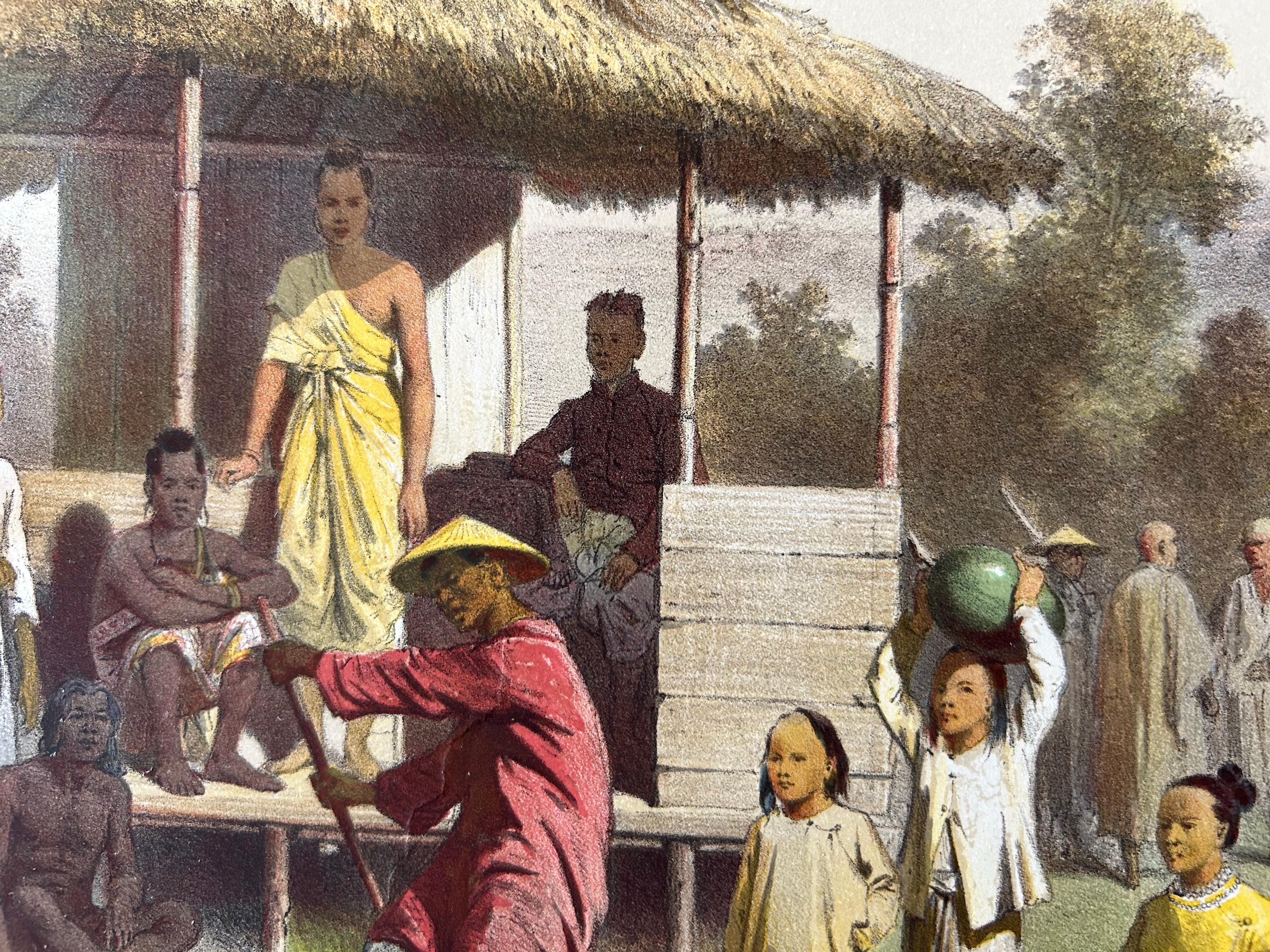Großer antiker Druck von vietnamesischen, kambodschanischen und sibirischen Kostümen im Zustand „Gut“ im Angebot in Langweer, NL