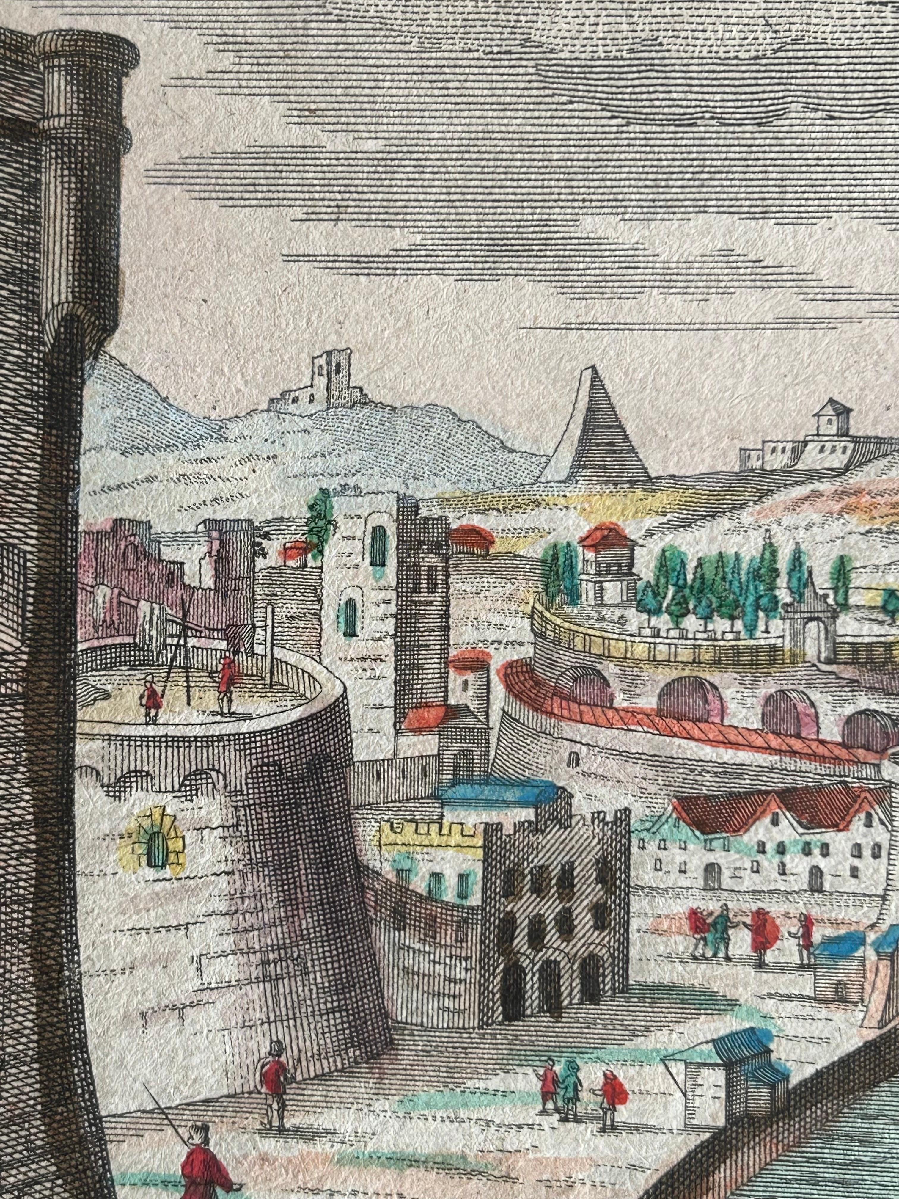 Paper Les Murailles de Babylone – Vue d’Optique of Ancient Babylon by Probst c.1760 For Sale