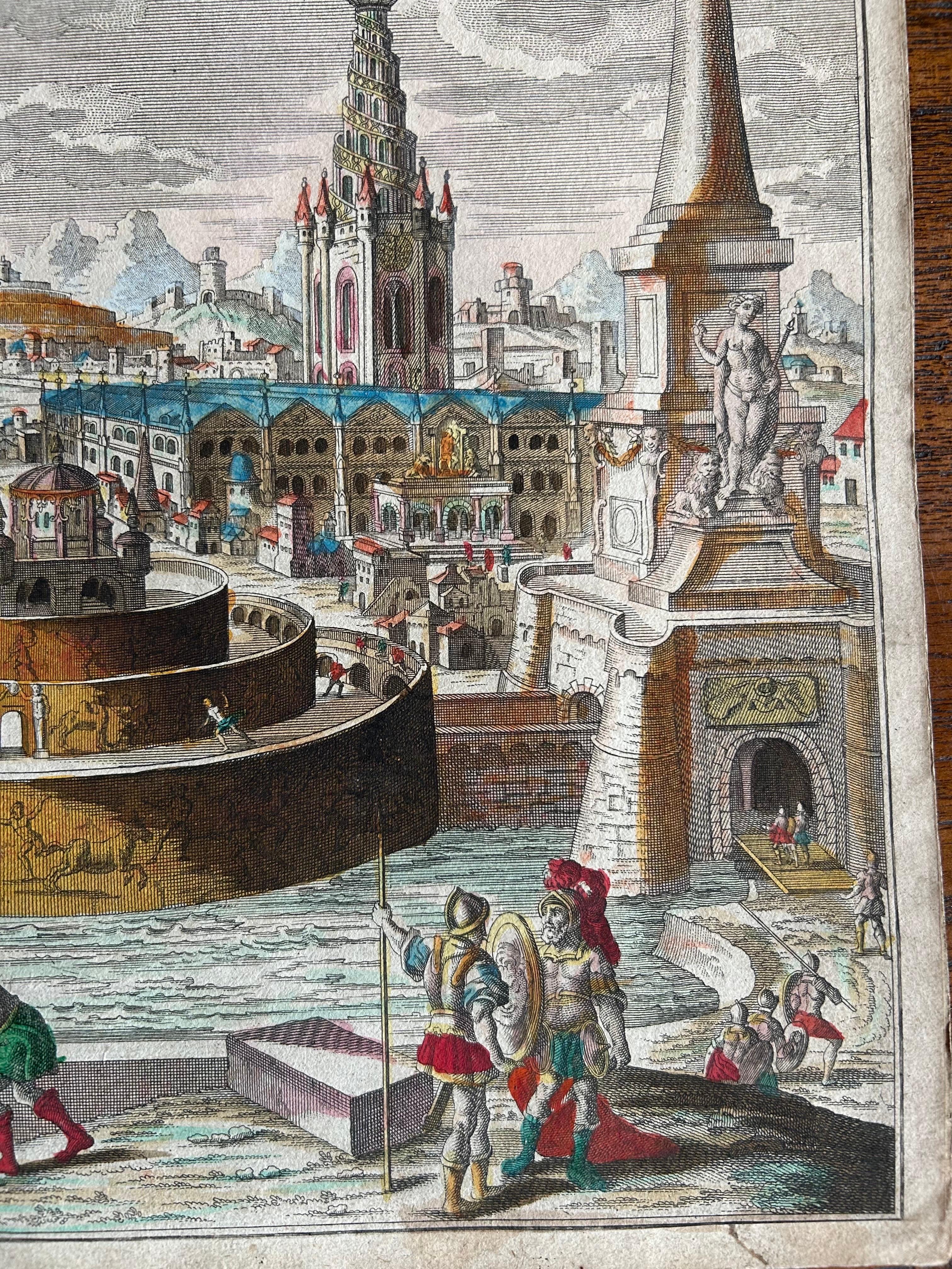 Engraved Les Murailles de Babylone – Vue d’Optique of Ancient Babylon by Probst c.1760 For Sale