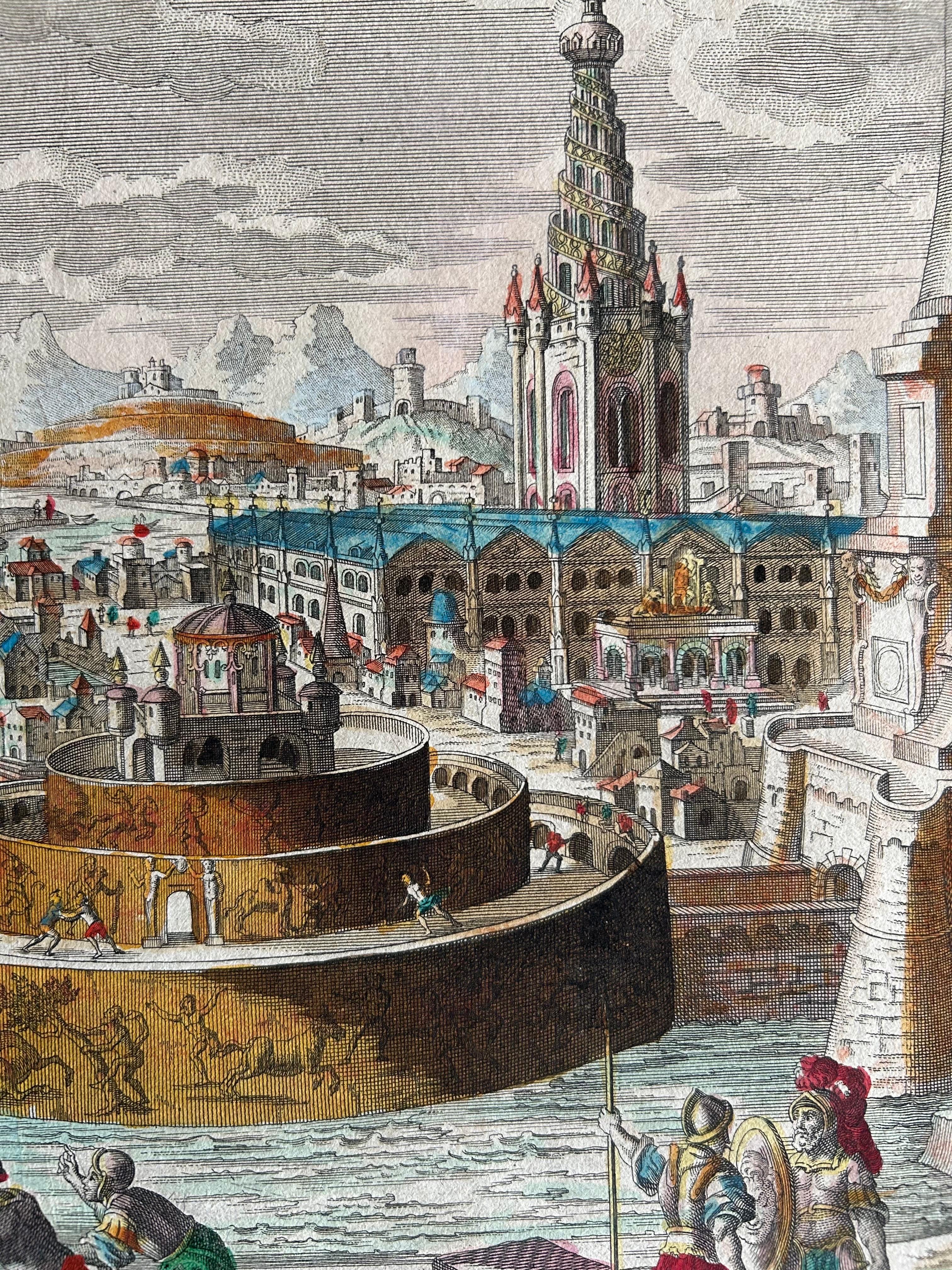 18th Century Les Murailles de Babylone – Vue d’Optique of Ancient Babylon by Probst c.1760 For Sale