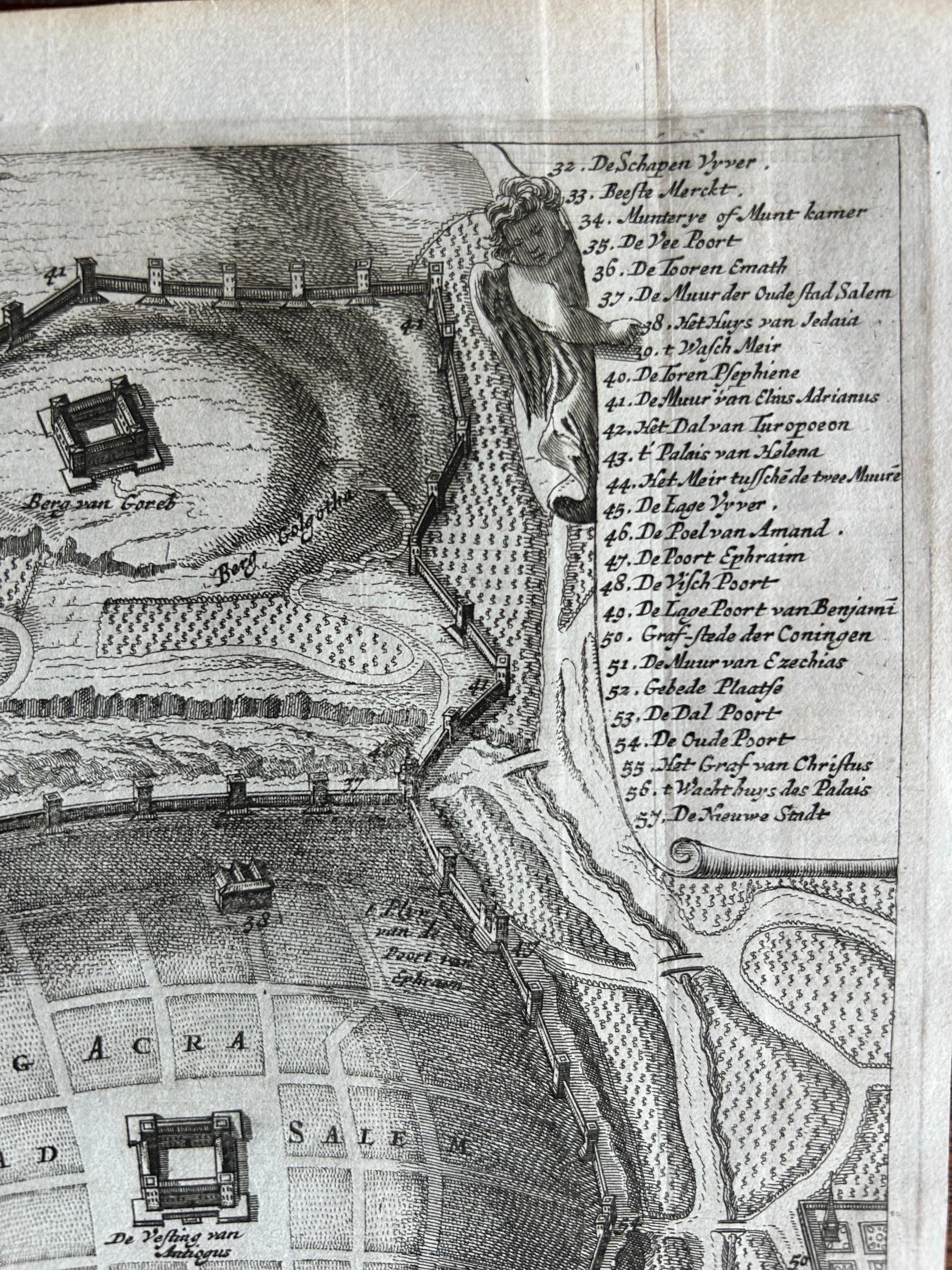 Plan of Ancient Jerusalem – Cornelis de Bruijn’s Engraved City View c.1698 For Sale 1
