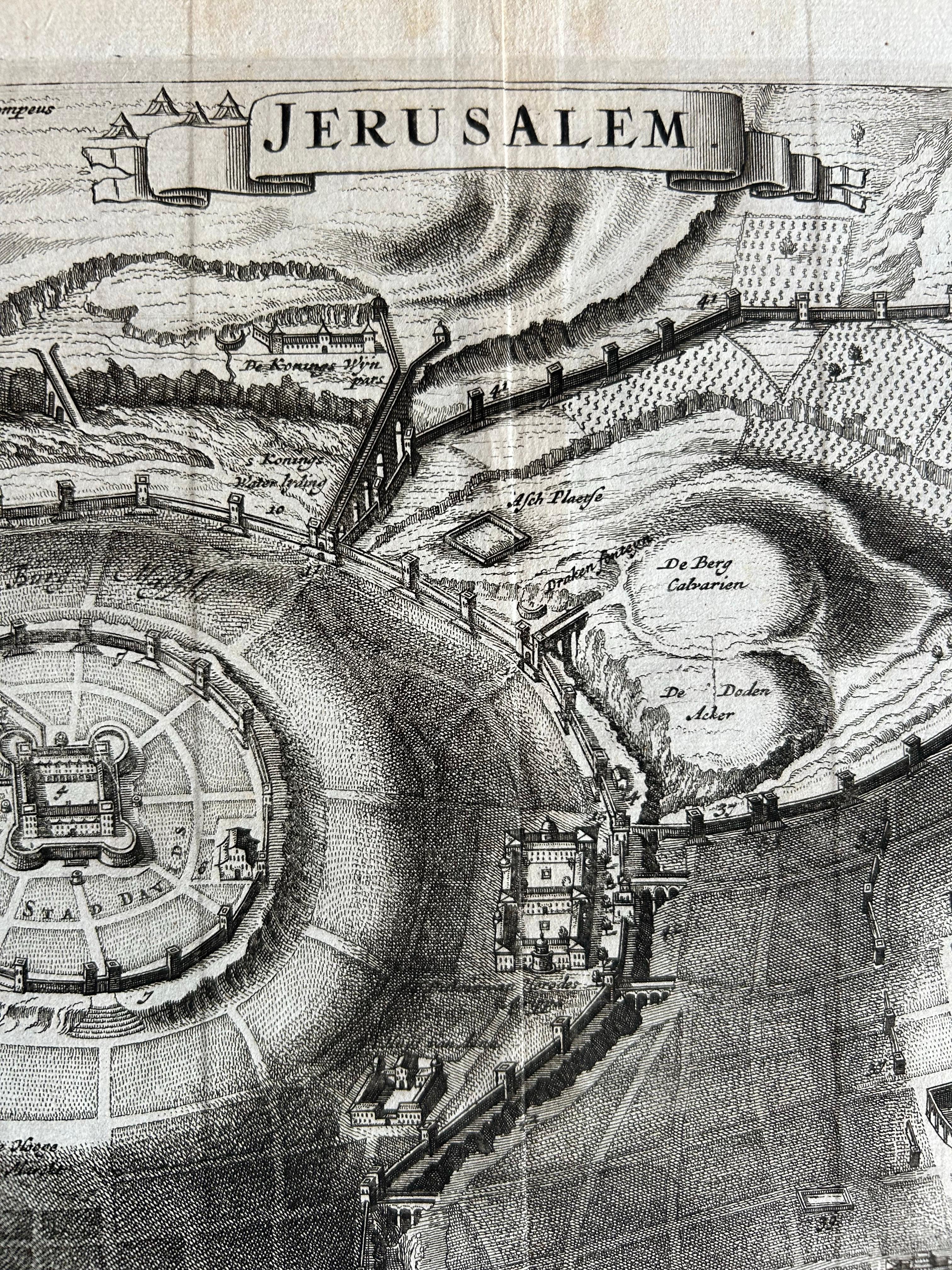 Plan of Ancient Jerusalem – Cornelis de Bruijn’s Engraved City View c.1698 For Sale 2
