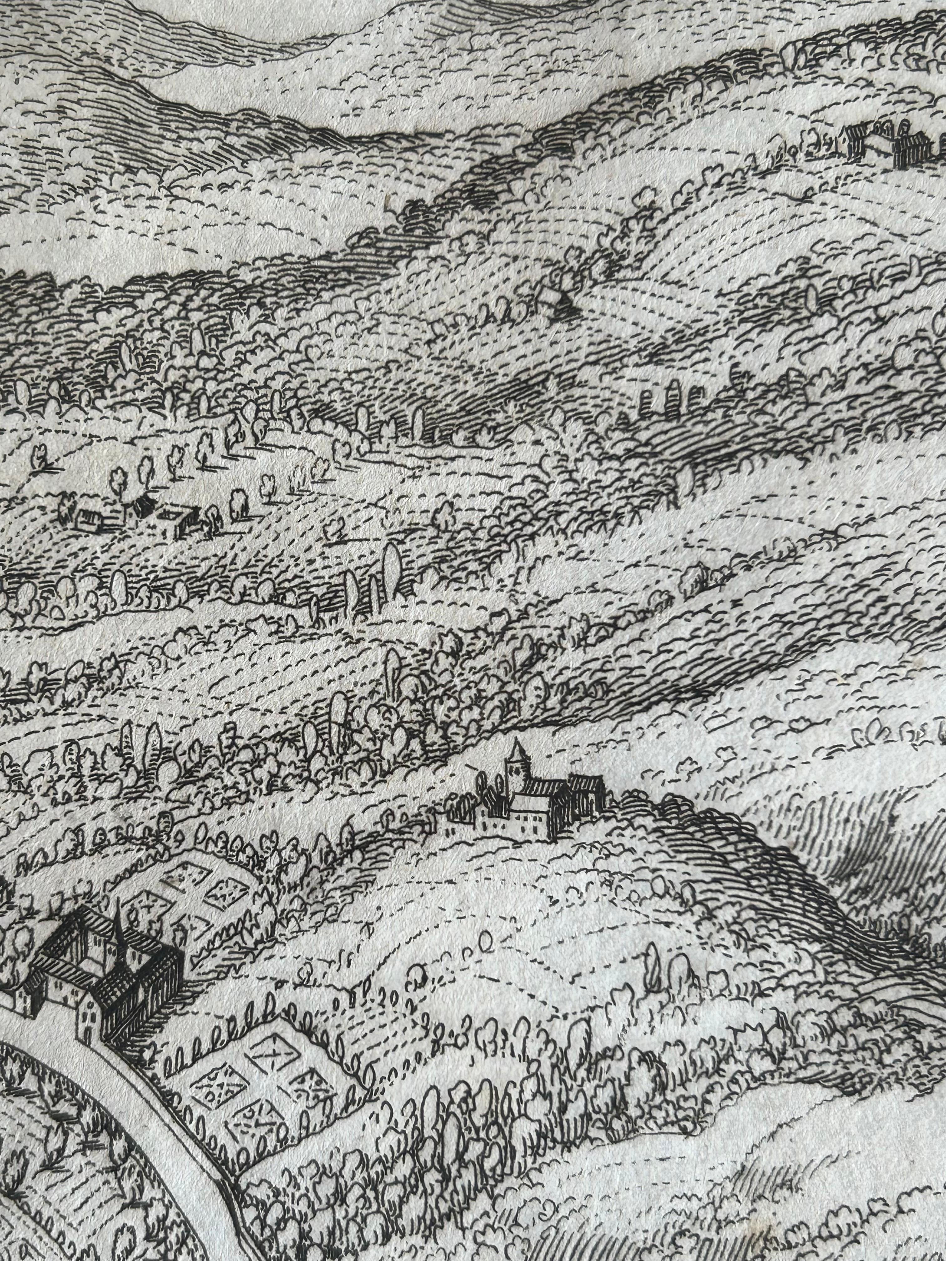 Paper Bird’s-Eye View of Naples – Engraving by Matthäus Merian the Elder c.1650 For Sale