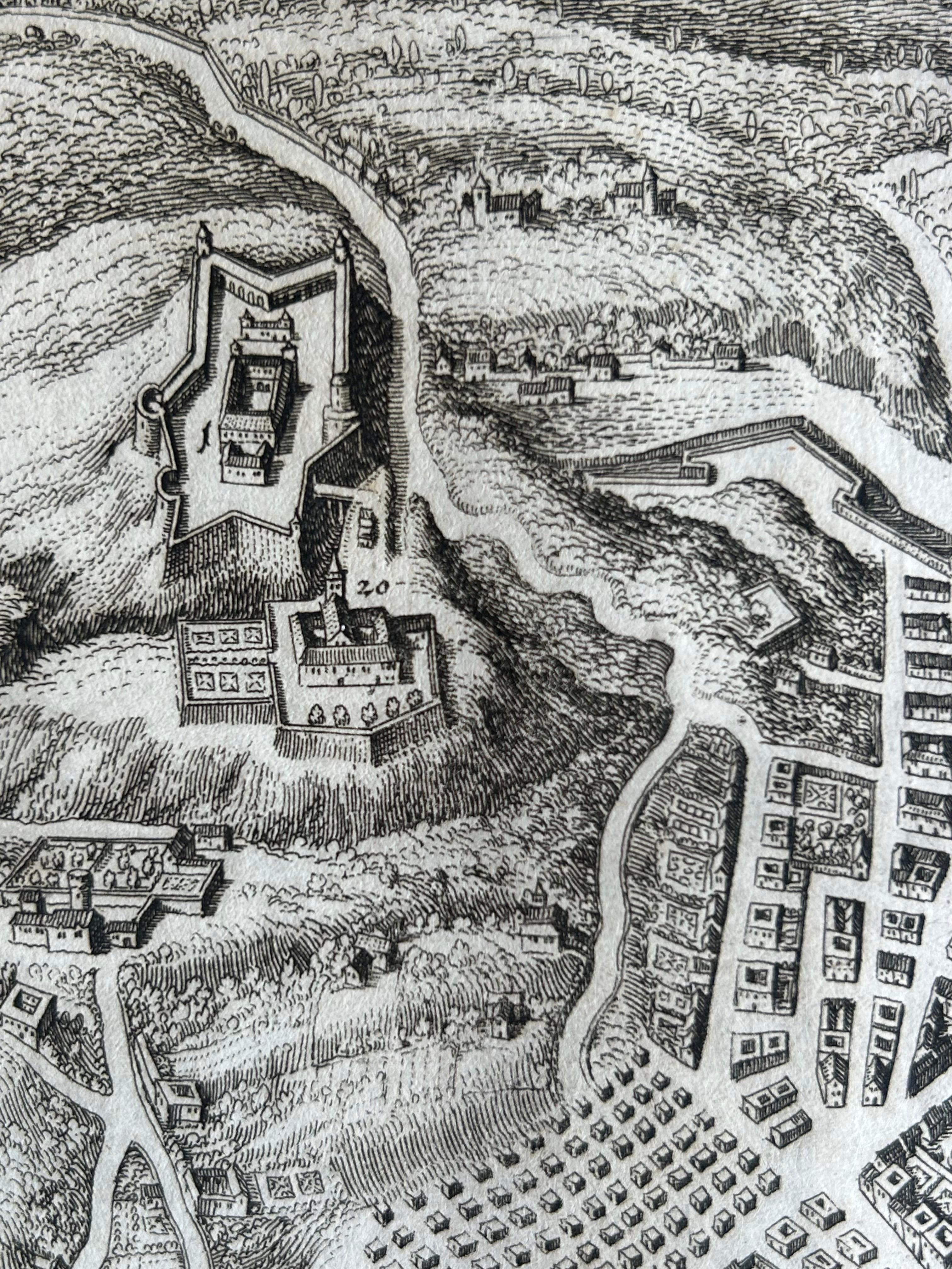 Mid-17th Century Bird’s-Eye View of Naples – Engraving by Matthäus Merian the Elder c.1650 For Sale