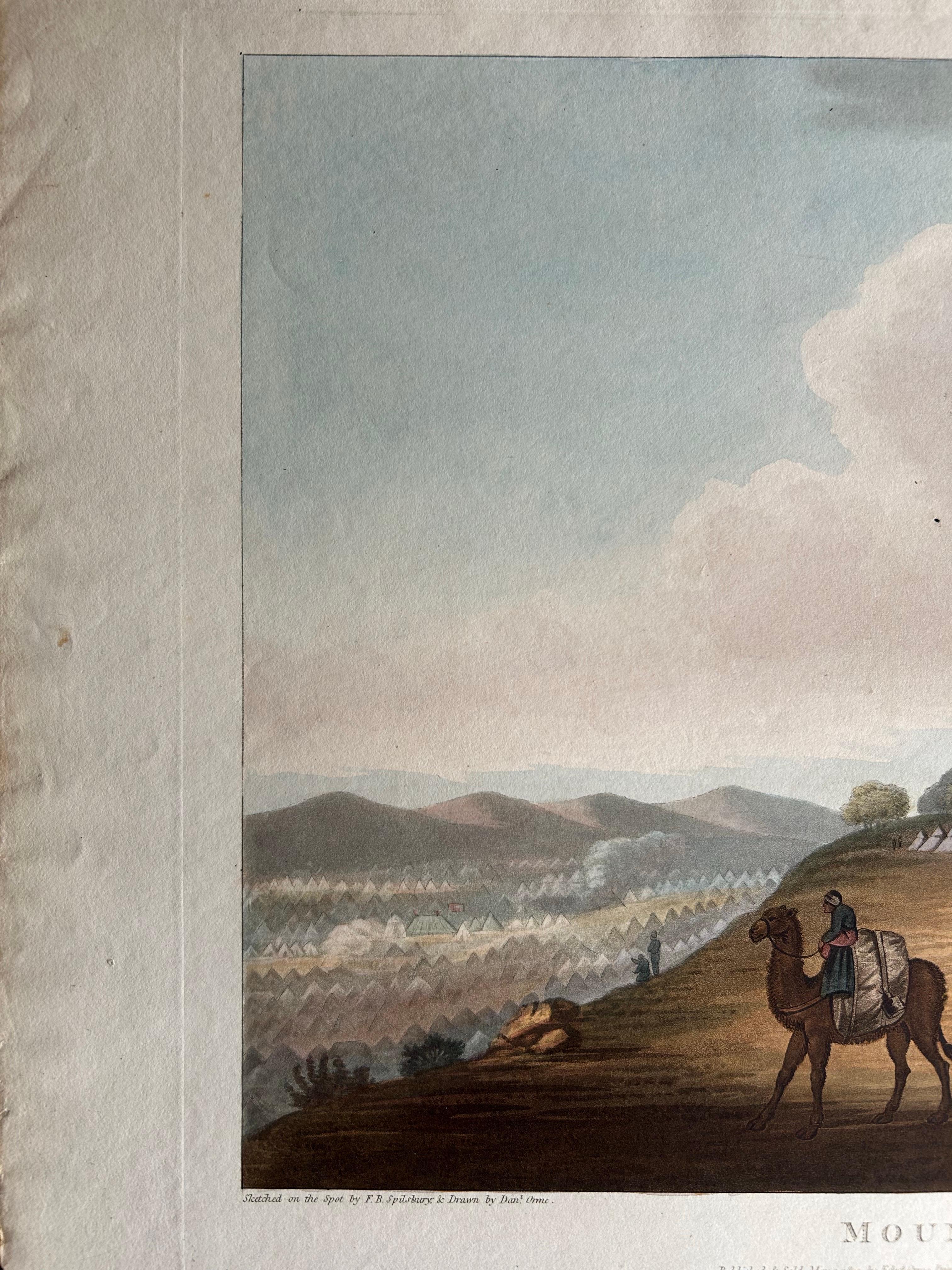 Paper Mount Tabor – Antique Aquatint View of Galilee by F.B. Spilsbury, 1803 For Sale