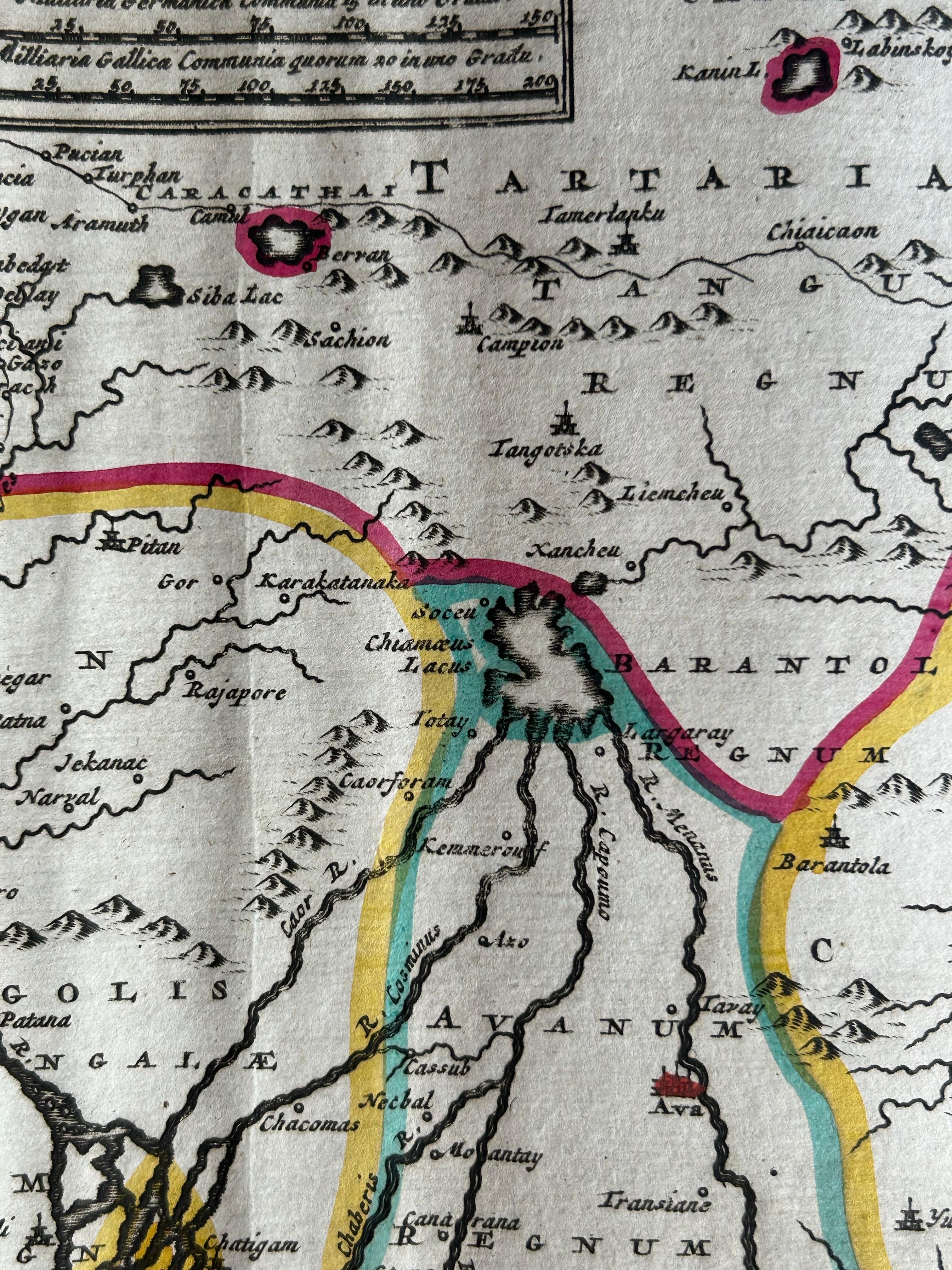 Mapa antiguo del nordeste de la India, Nepal, Bután, Assam y Bangladesh en Bueno estado para la venta en Langweer, NL