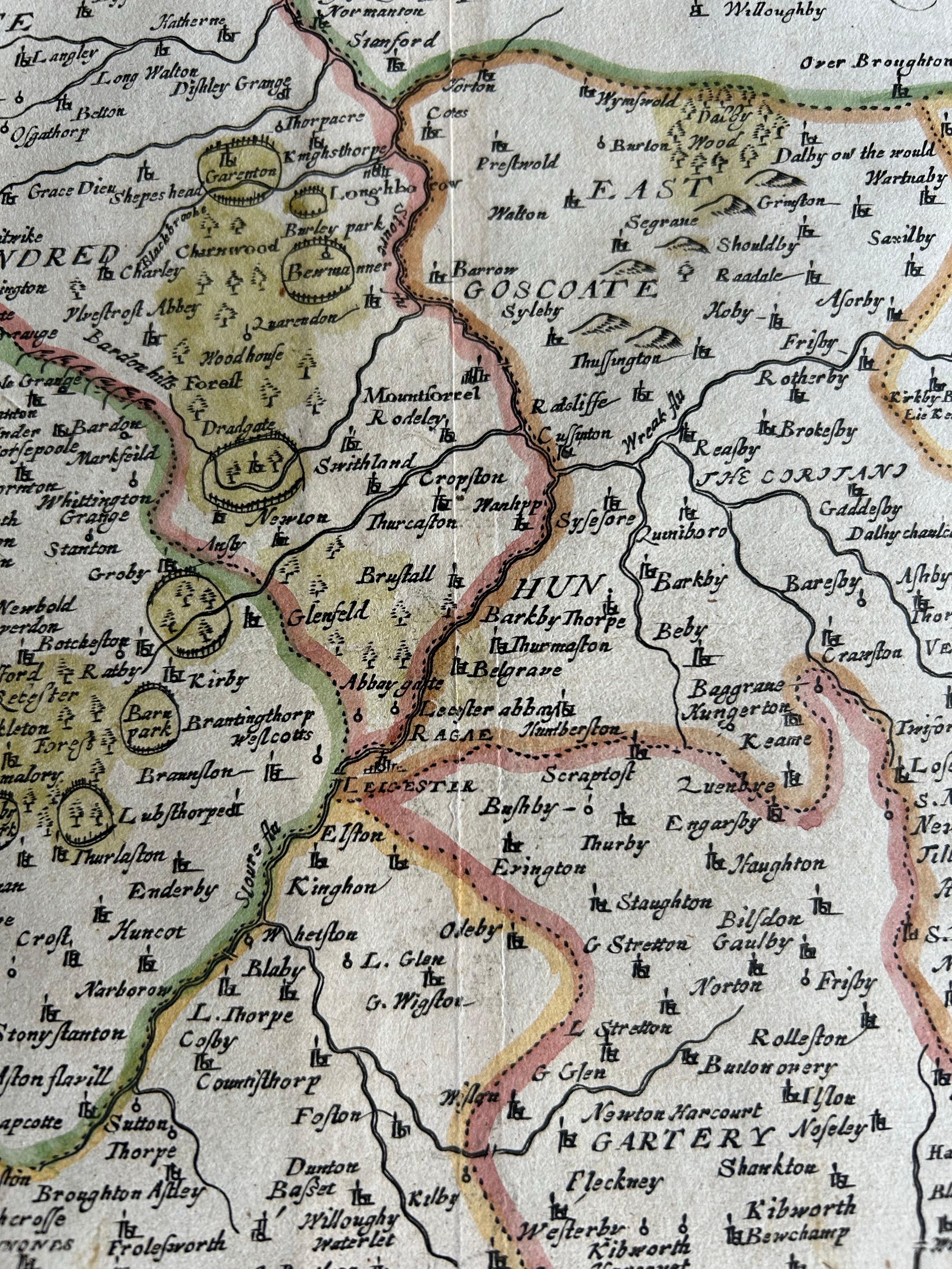 Originale antike Karte von Leicestershire, England (Graviert) im Angebot