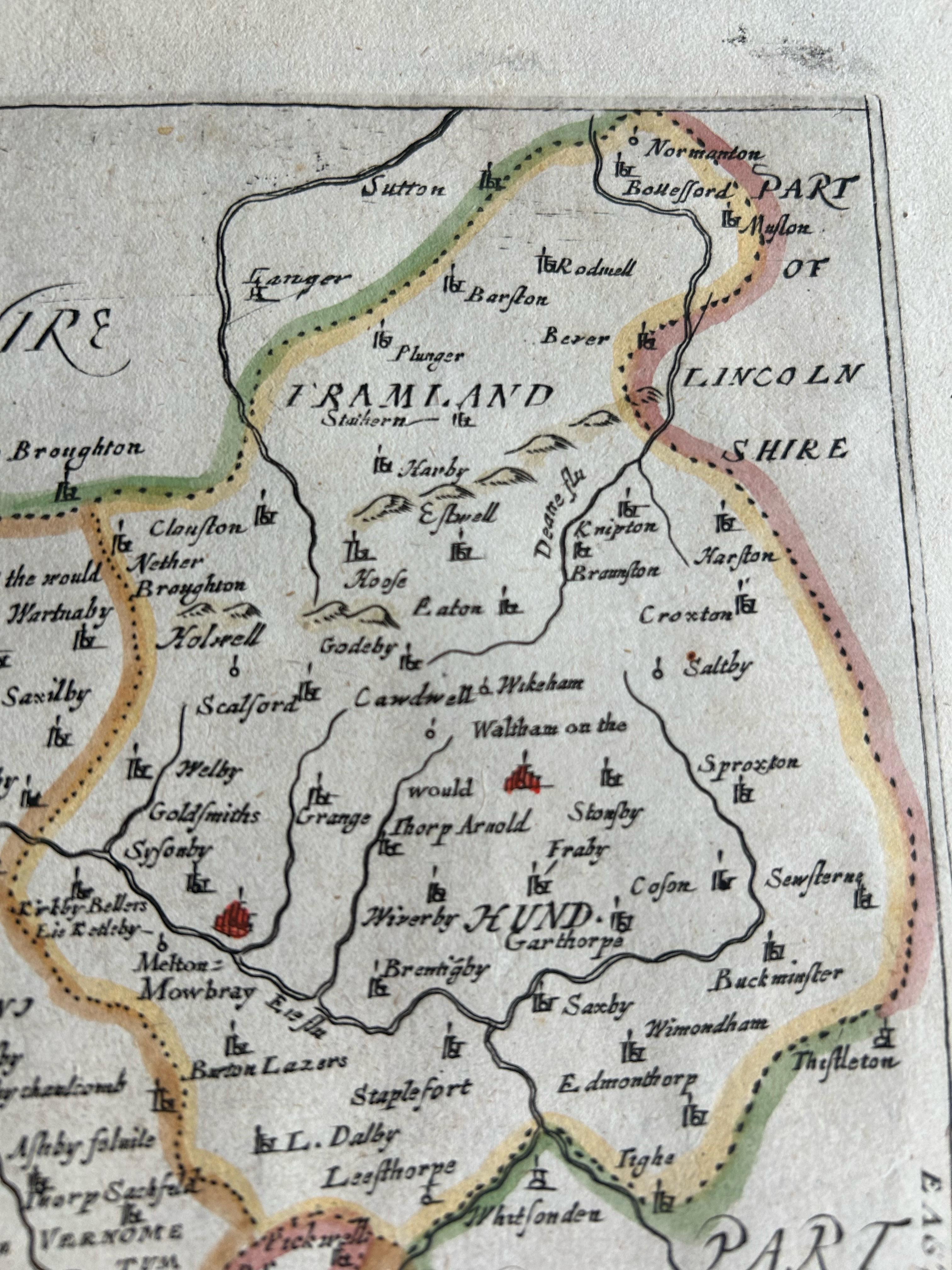 Originale antike Karte von Leicestershire, England (Papier) im Angebot