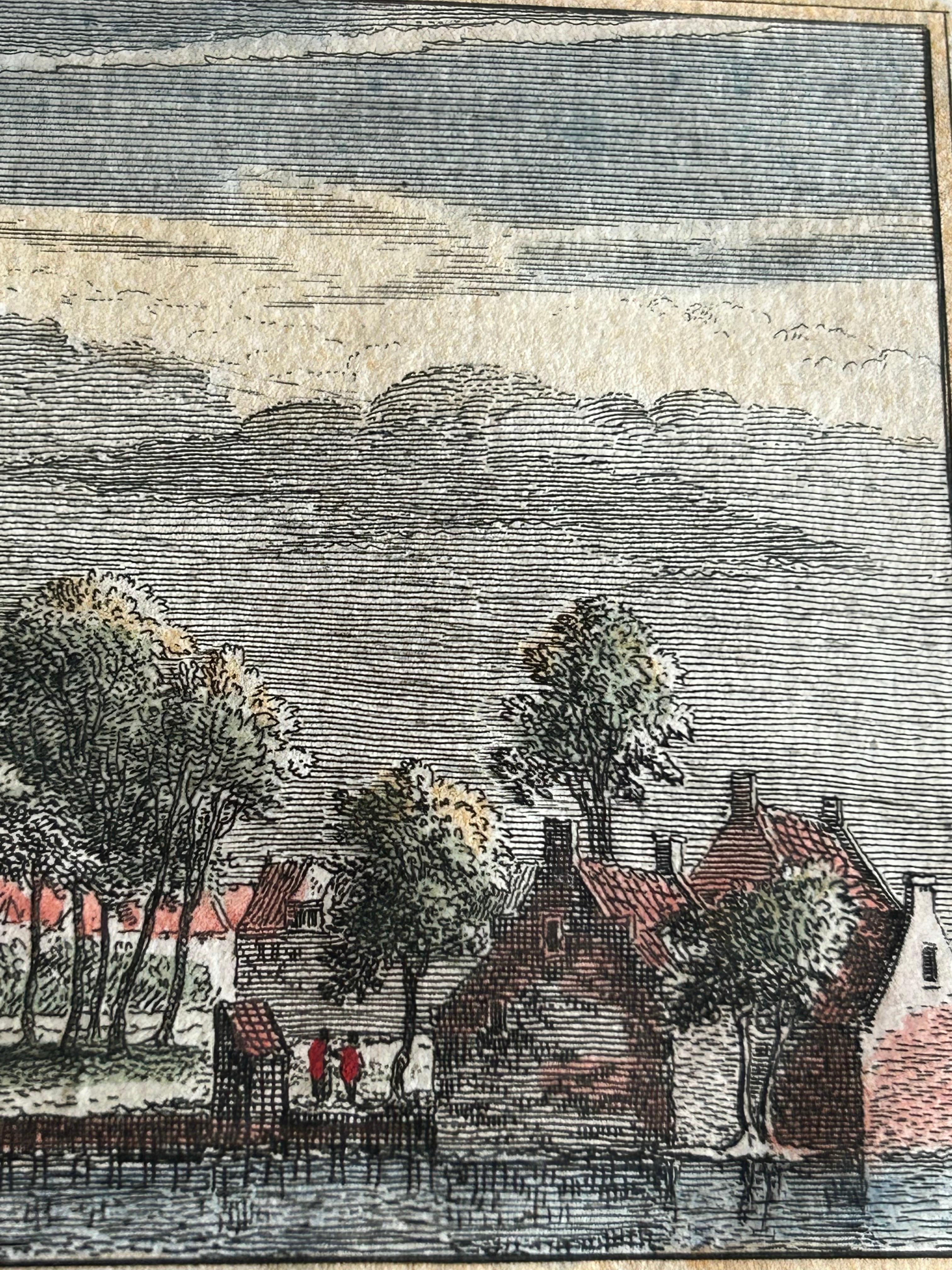 18th Century and Earlier Ouderkerk aan den Amstel – Antique Dutch View Print by Rademaker, Le Long, 1732 For Sale