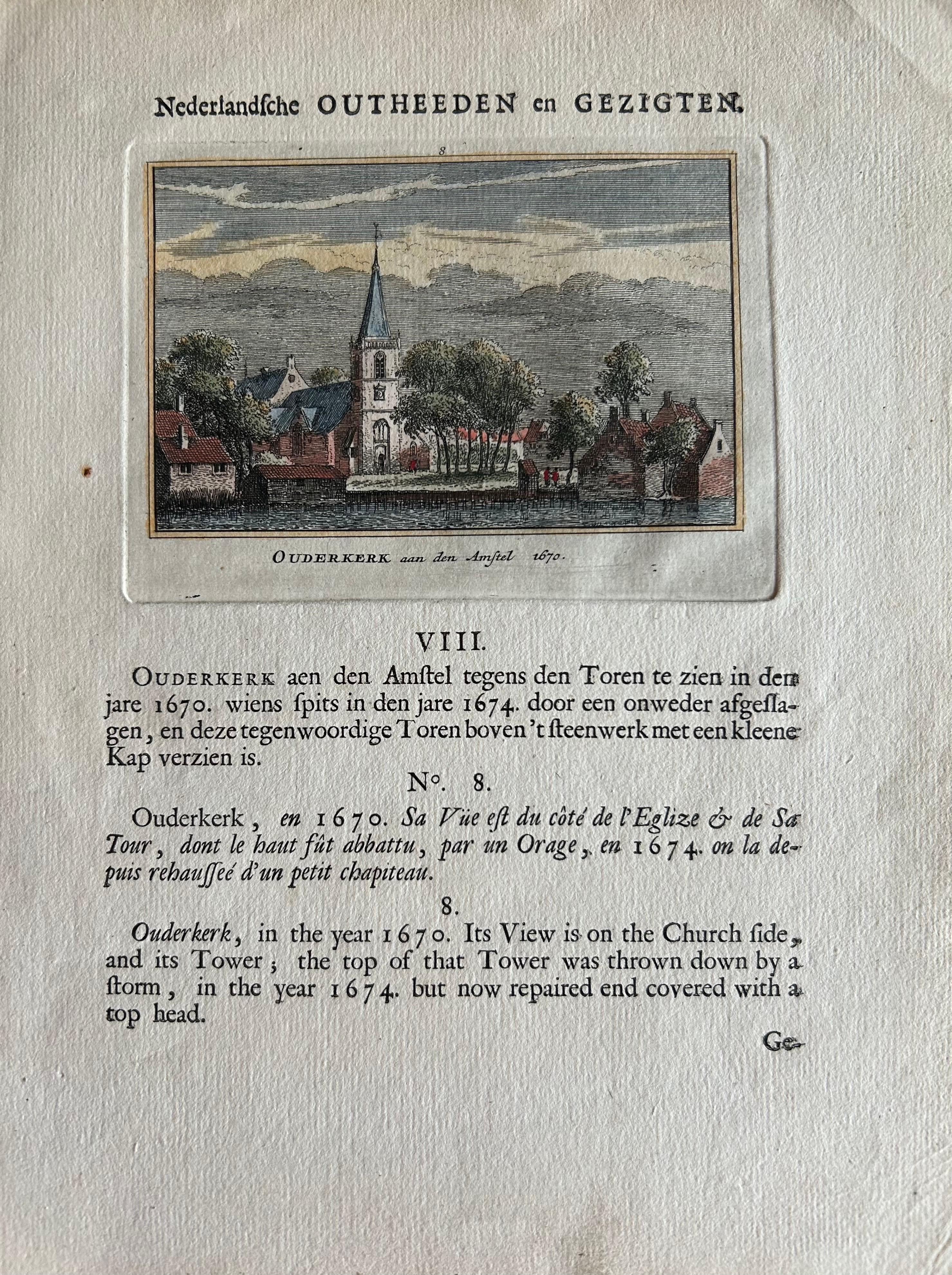 Ouderkerk aan den Amstel – Antique Dutch View Print by Rademaker, Le Long, 1732 For Sale 4