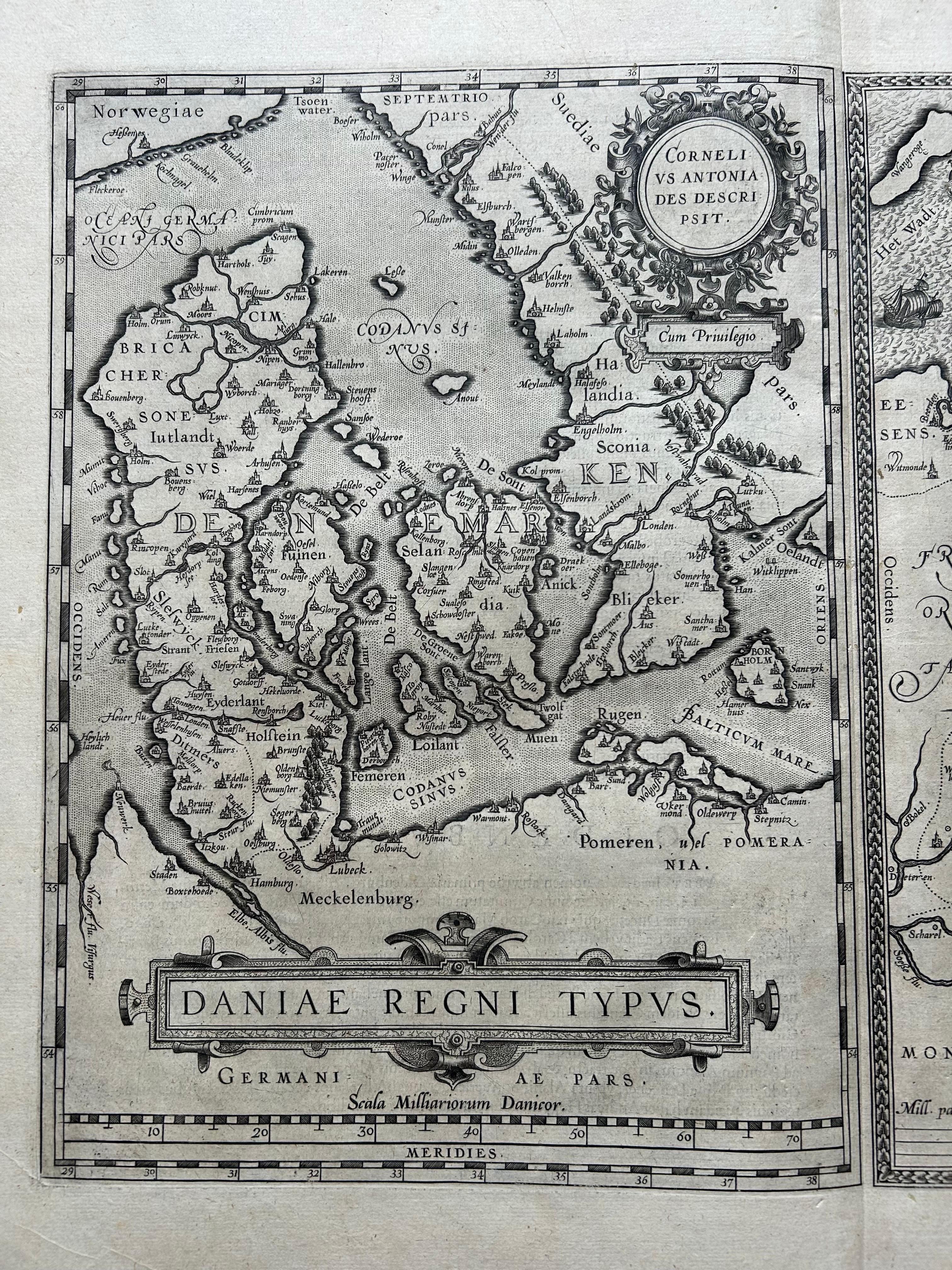 Carta geografica antica della Danimarca e della Germania di Oldenburg di A. Ortelius, 1598 ca. in vendita 1