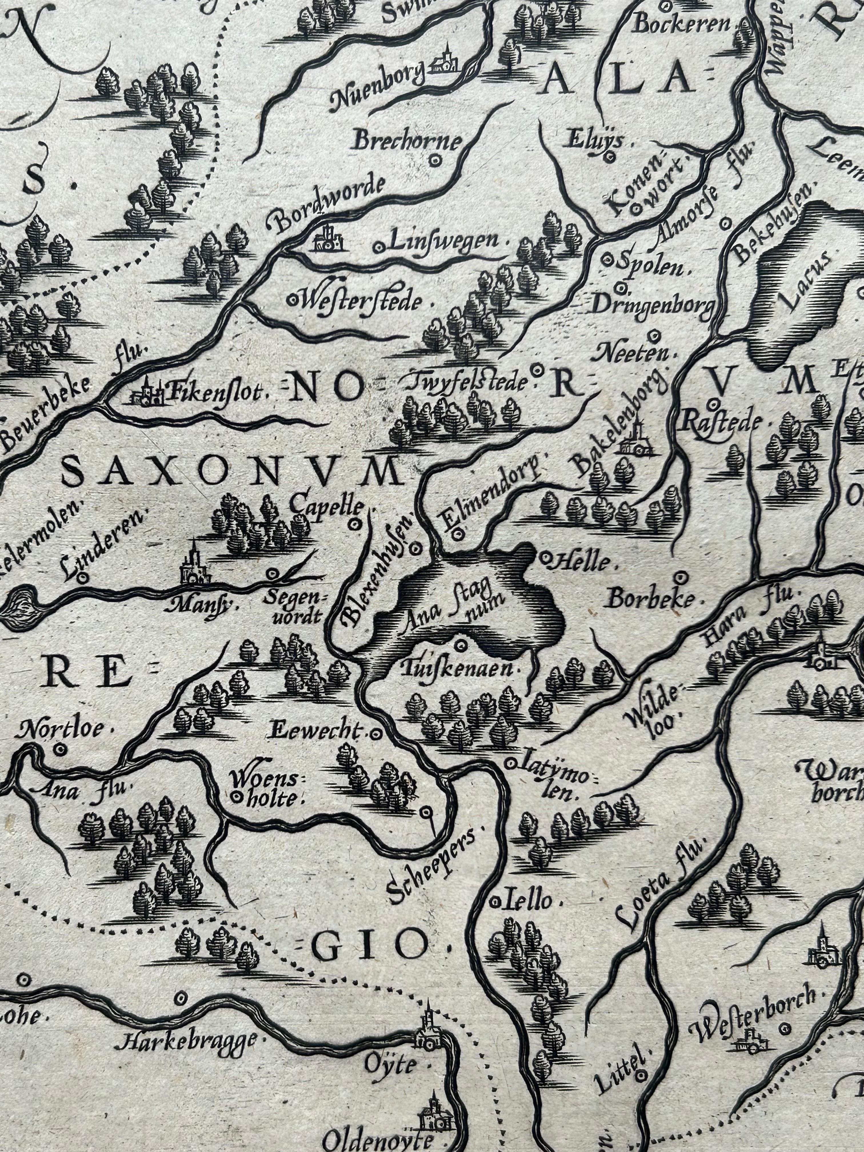 Carta geografica antica della Danimarca e della Germania di Oldenburg di A. Ortelius, 1598 ca. in vendita 2