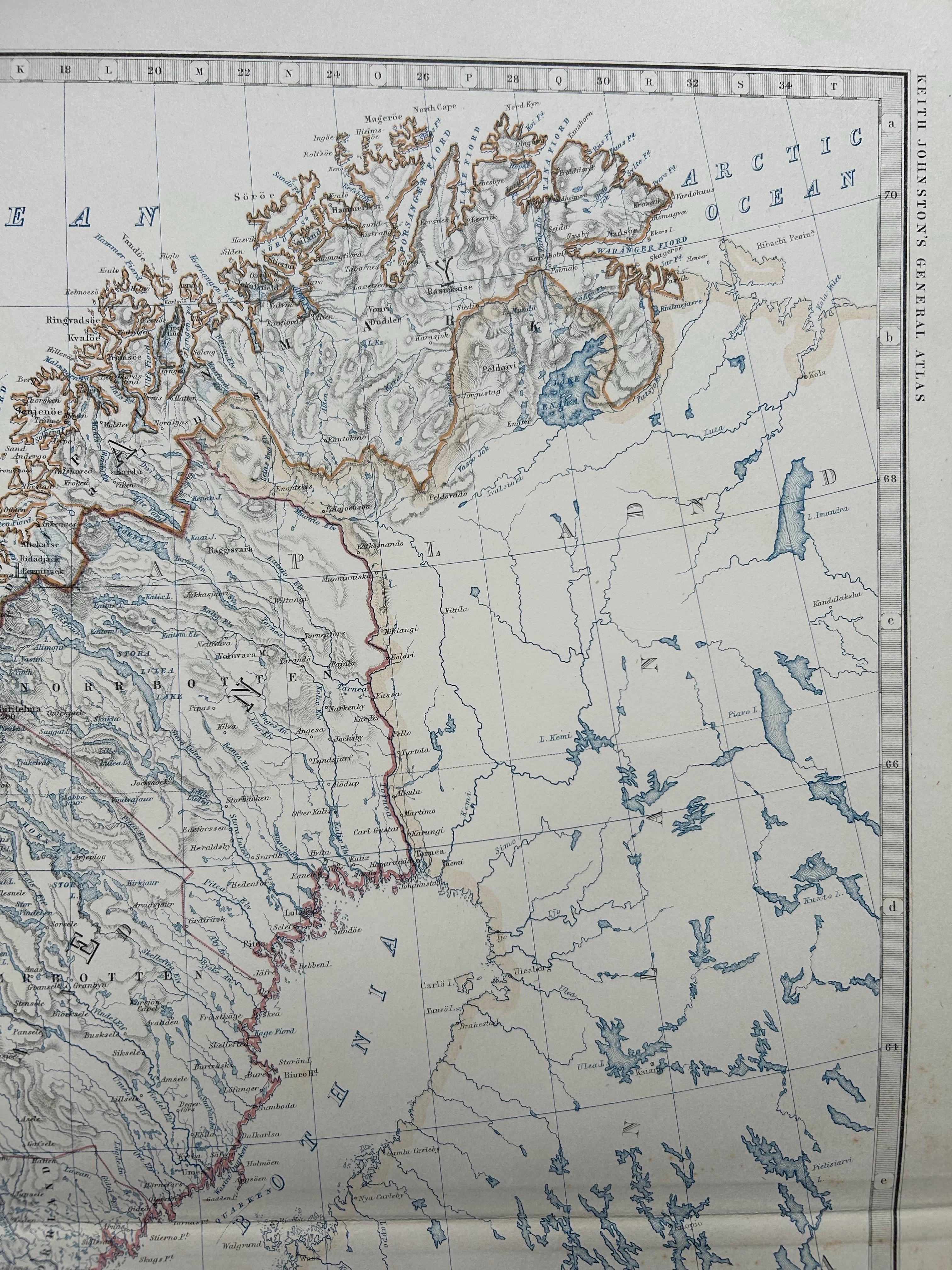 Sweden & Norway – Antique Map of Scandinavia with Stockholm Inset, 1865 For Sale 2