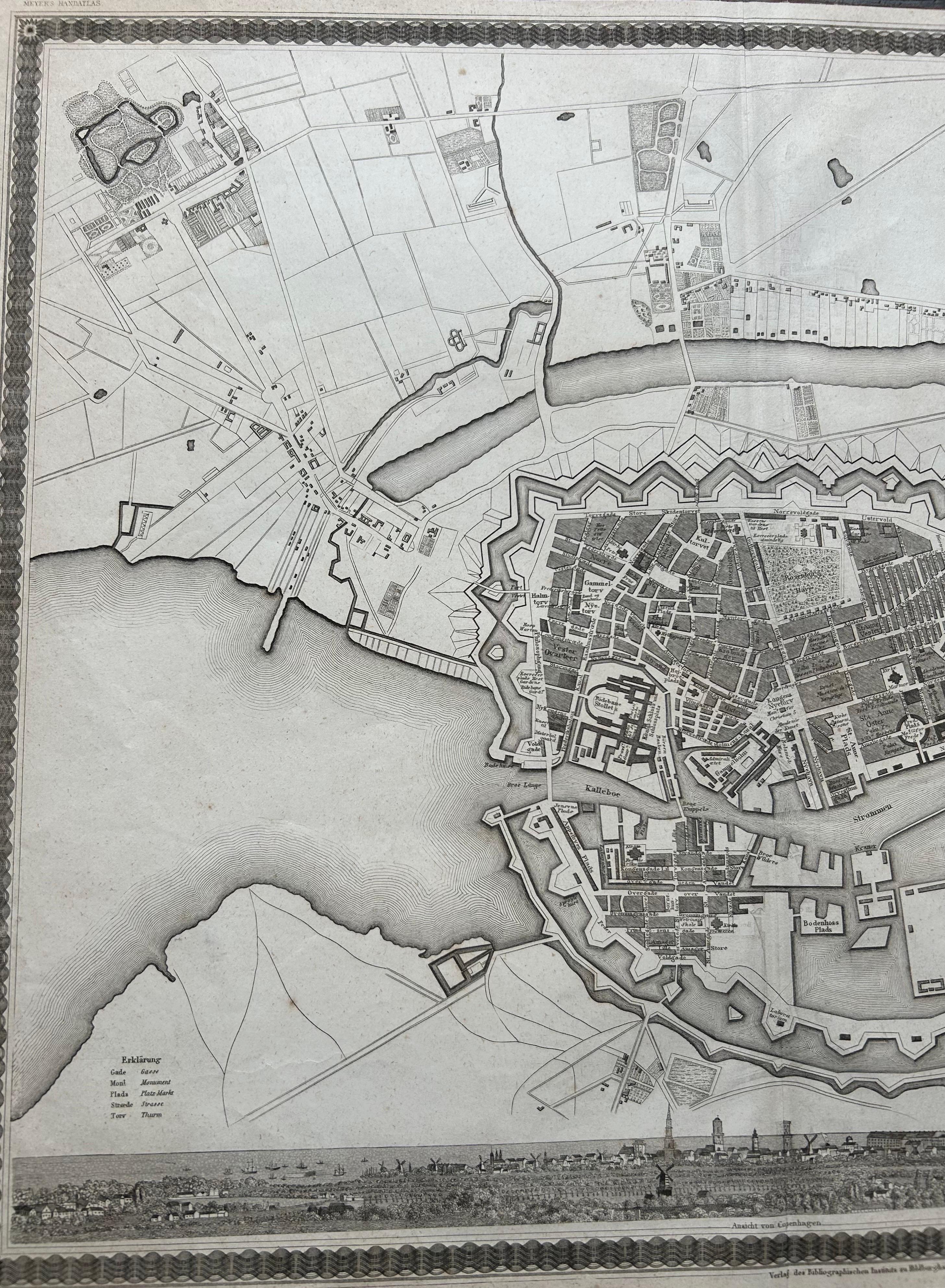 Mapa antiguo de la ciudad de Copenhague 