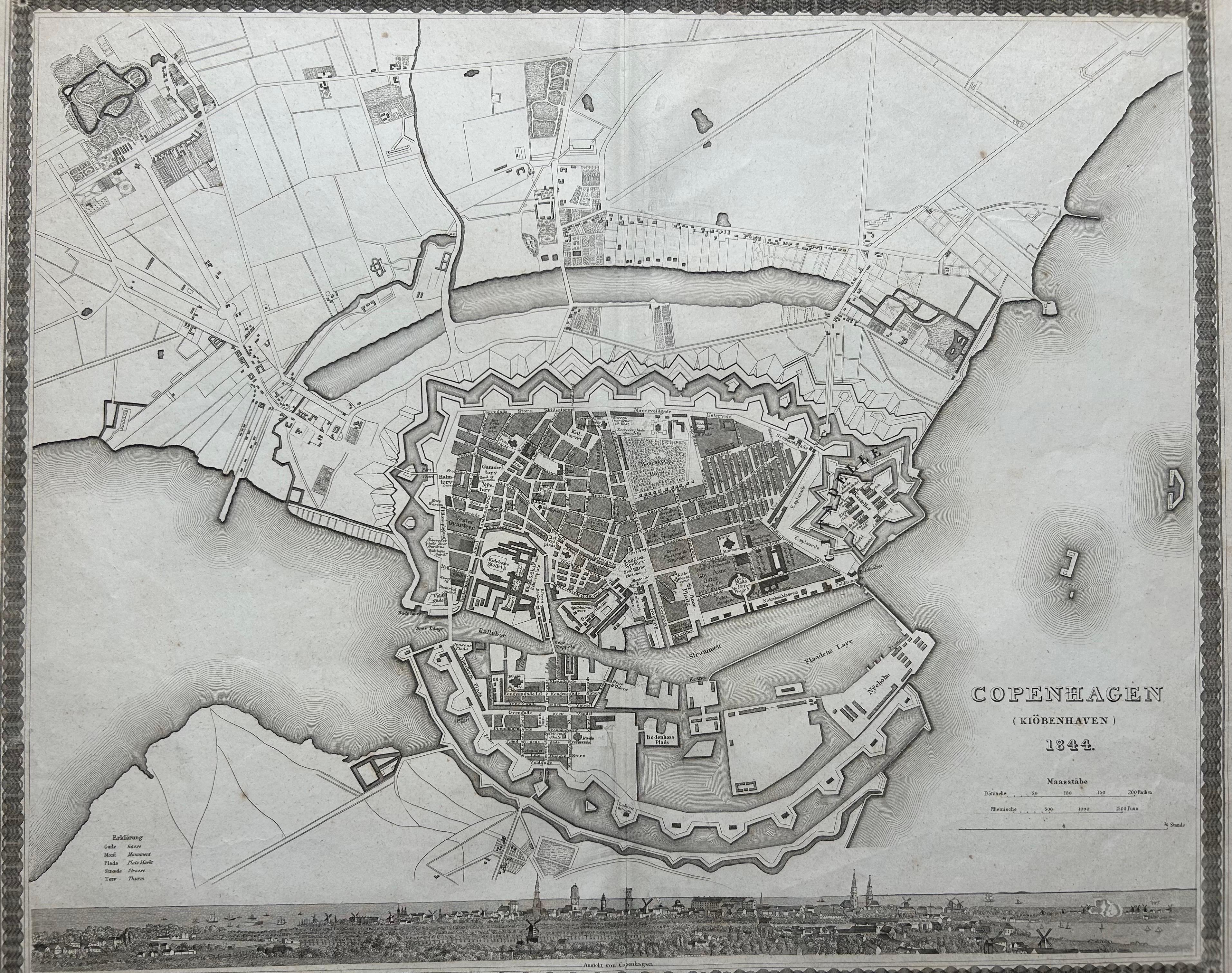 Mapa antiguo de la ciudad de Copenhague 