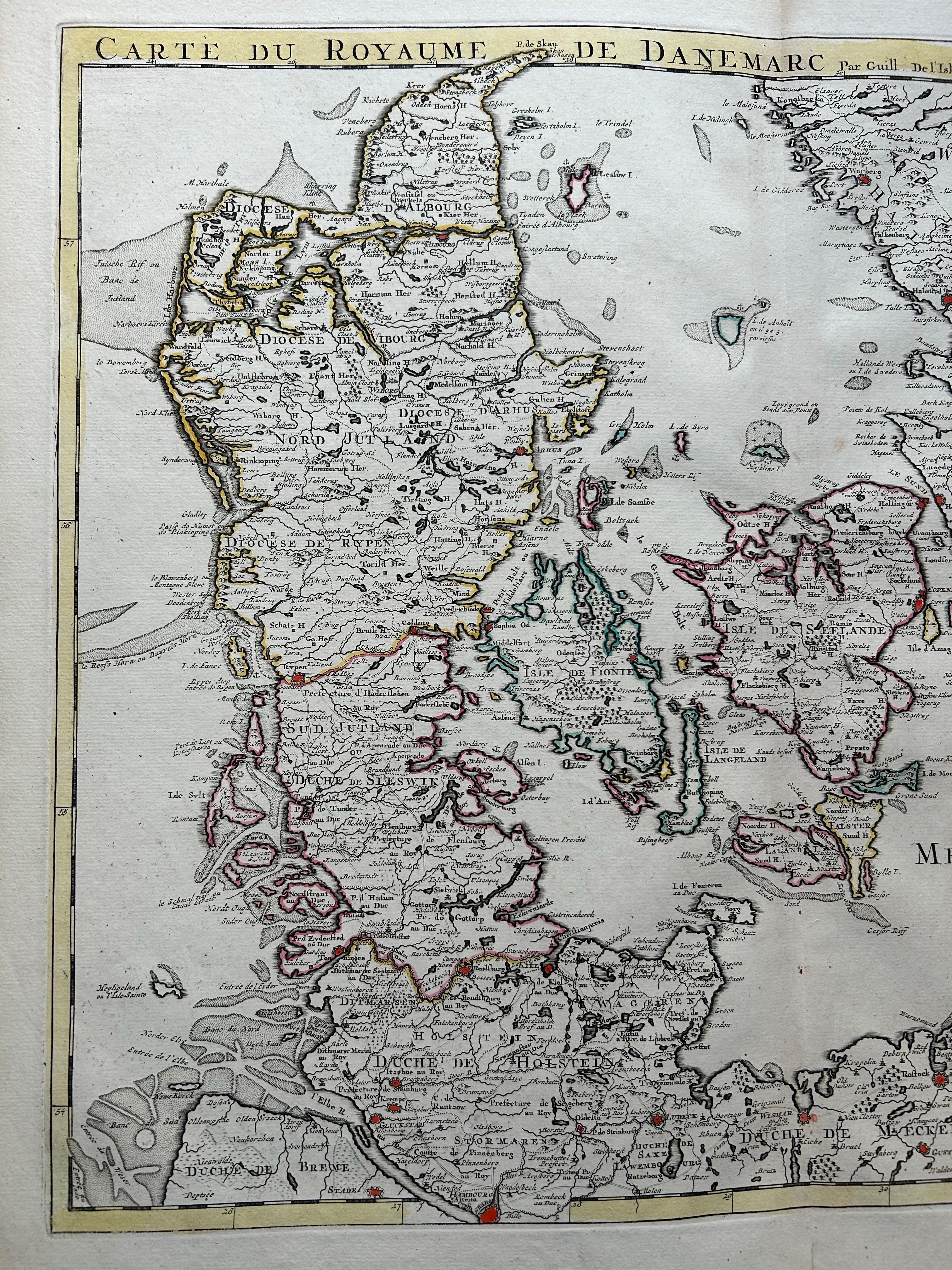 Carta geografica antica della Danimarca di Covens & Mortier, 1730 in vendita 3