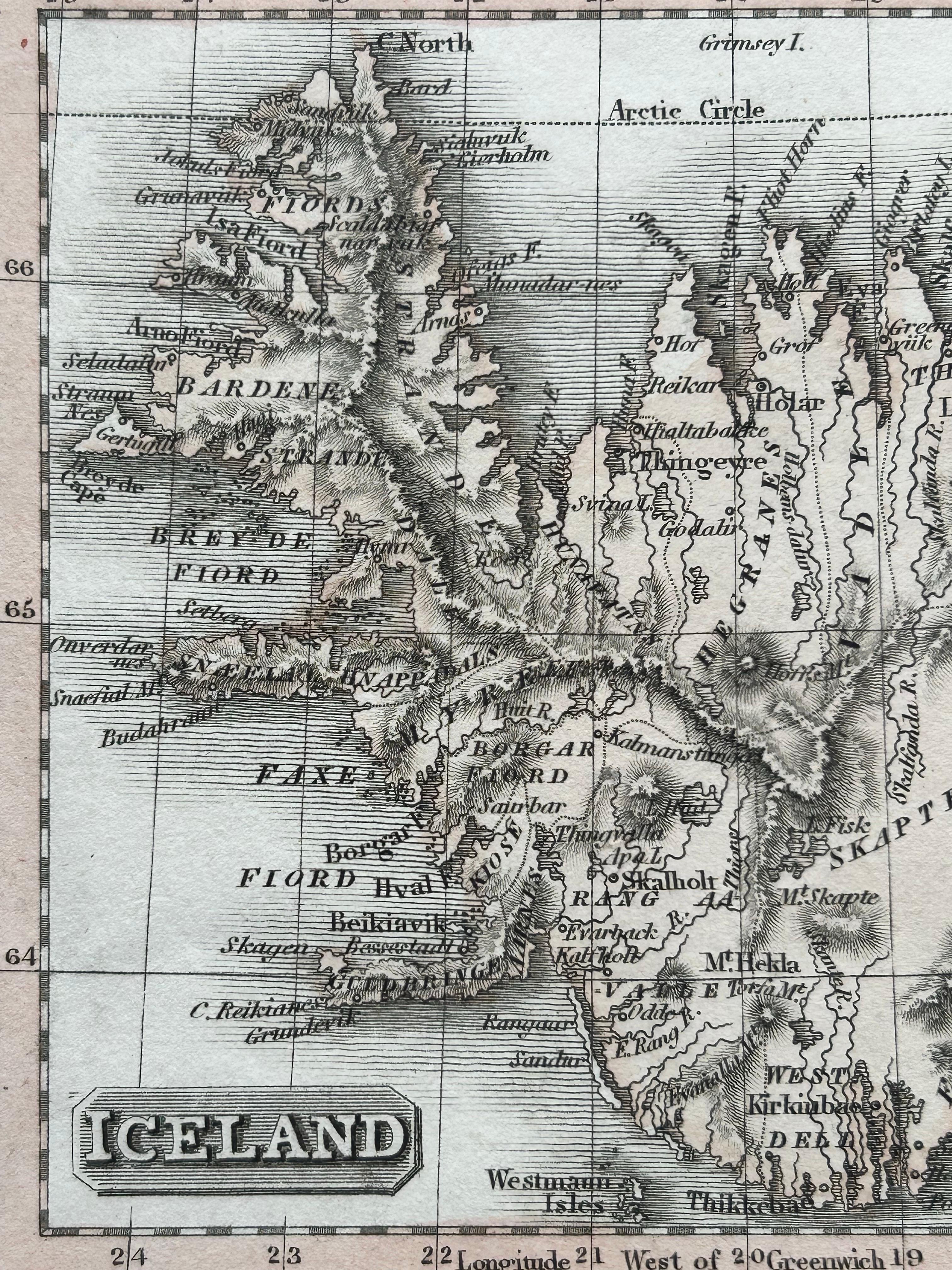Denmark – Large Format Antique Map by Pinkerton, Fine English Engraving c.1814 In Good Condition For Sale In Langweer, NL