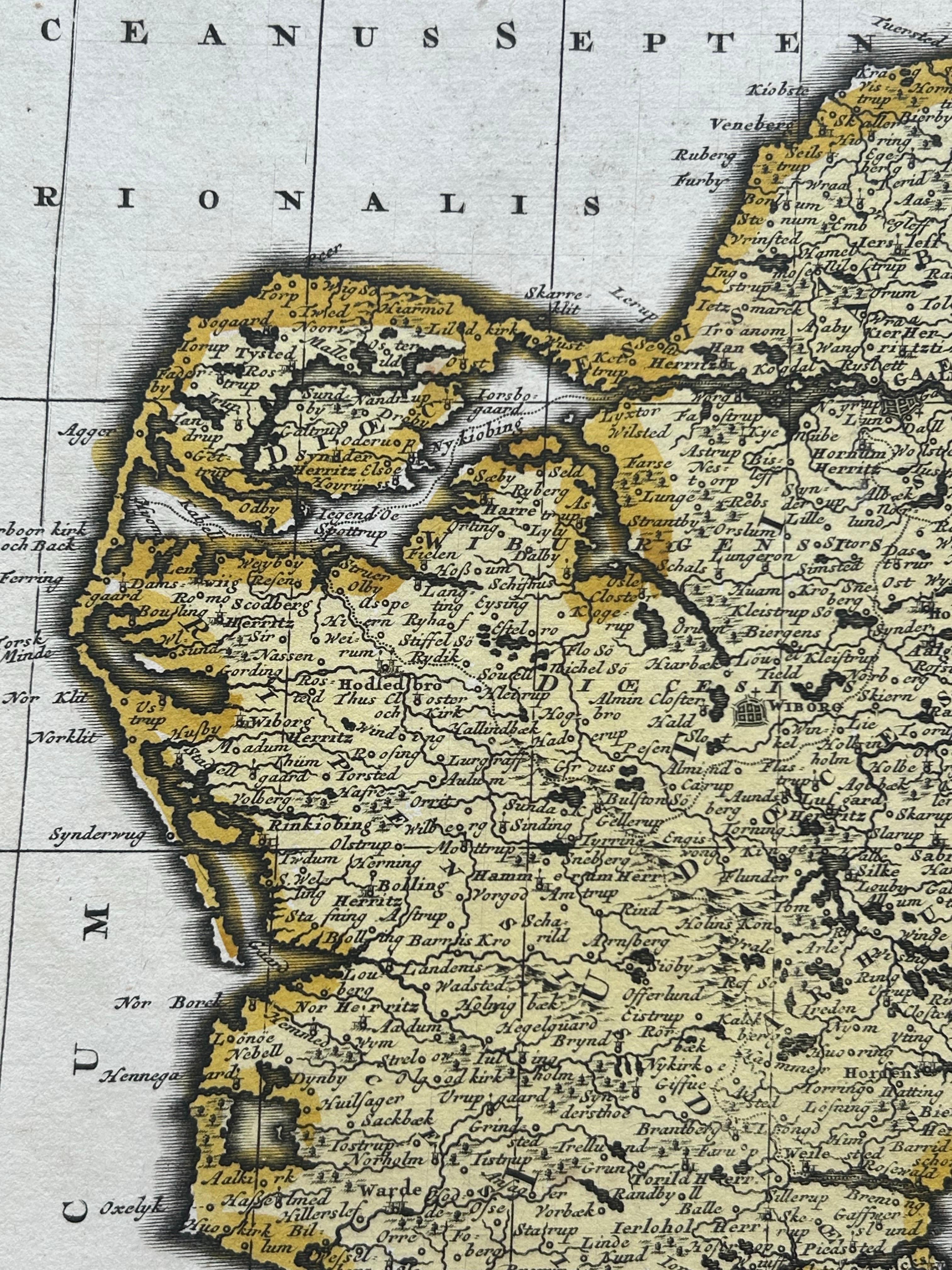 17th Century Map of Denmark Divided into Dioceses – G. & L. Valk, ca. 1690 For Sale