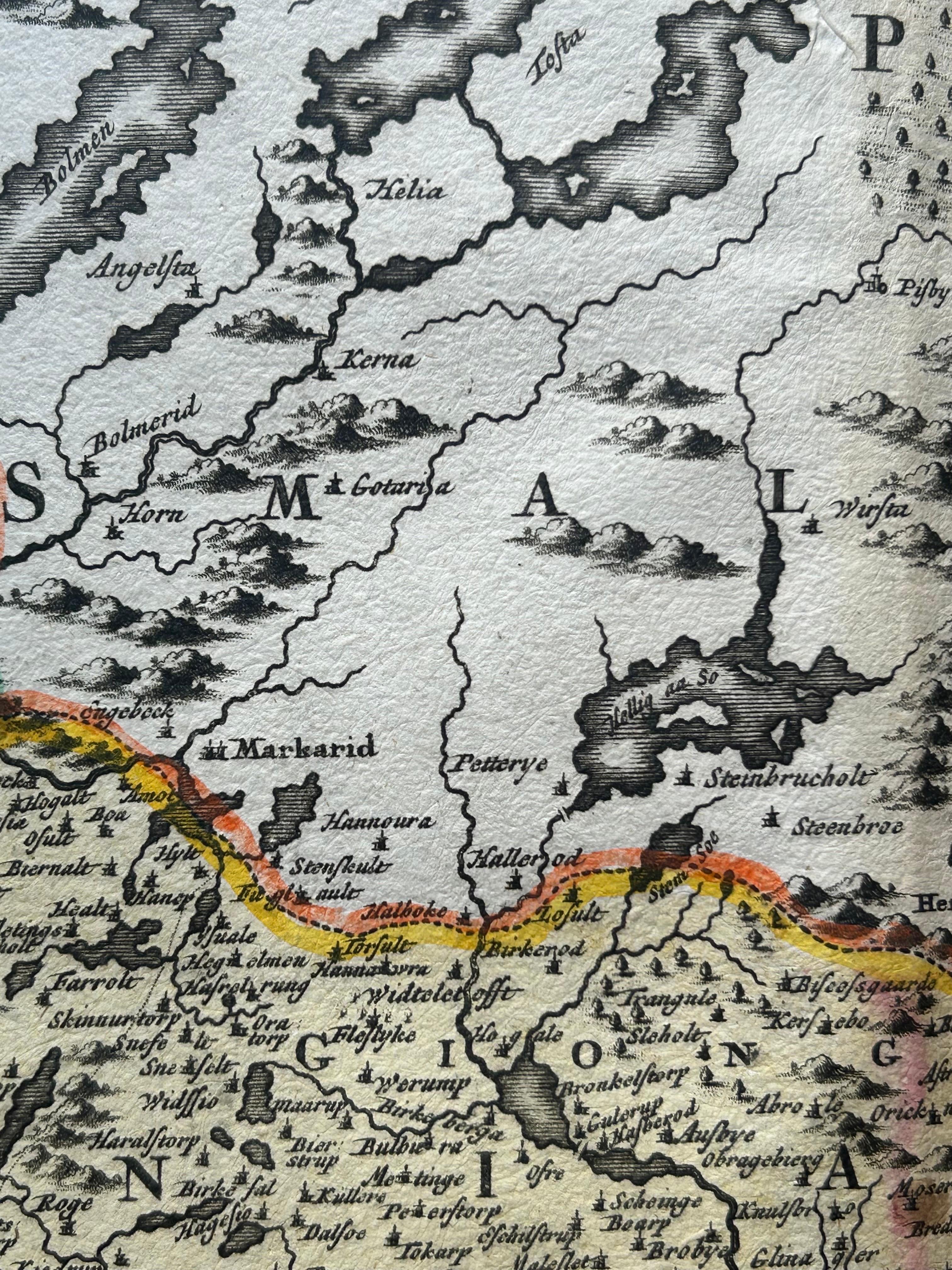 Southern Sweden Provinces Map – Homann’s ‘Nova Tabula Scaniae’, ca. 1730 For Sale 1