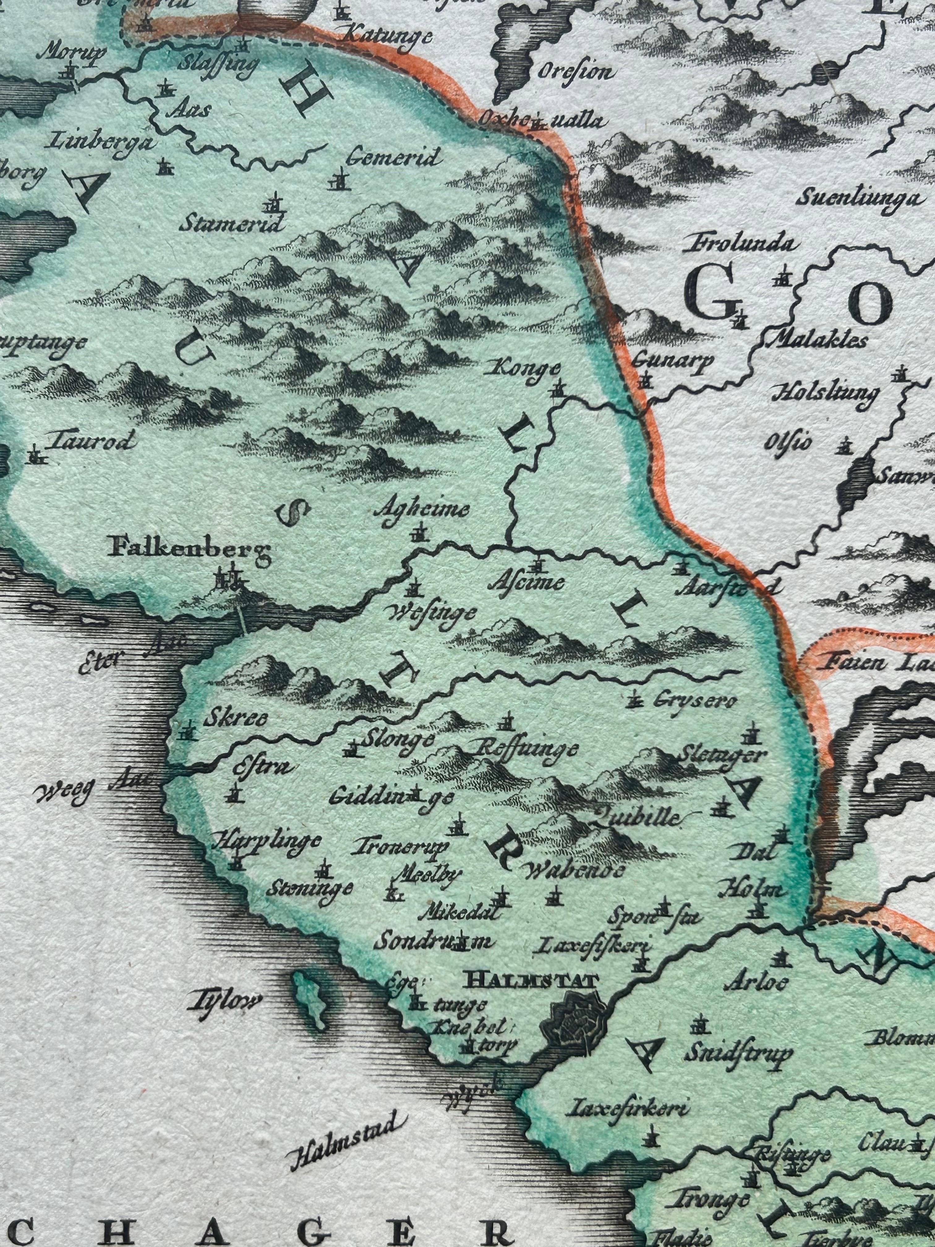 Southern Sweden Provinces Map – Homann’s ‘Nova Tabula Scaniae’, ca. 1730 For Sale 2