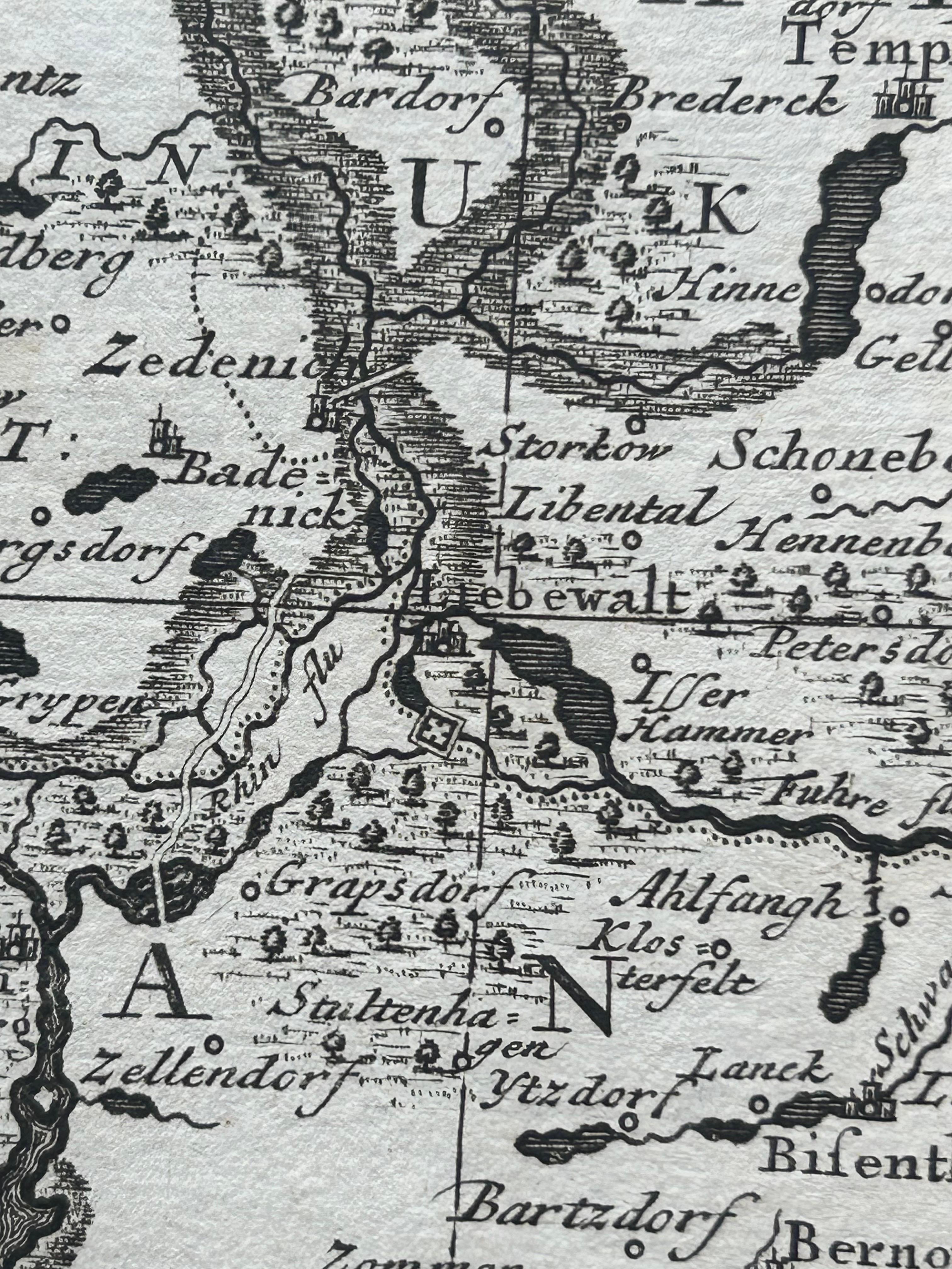 18th Century Map of the Duchy of Pomerania – Antique Engraving by P. Schenk Jr., c. 1750 For Sale