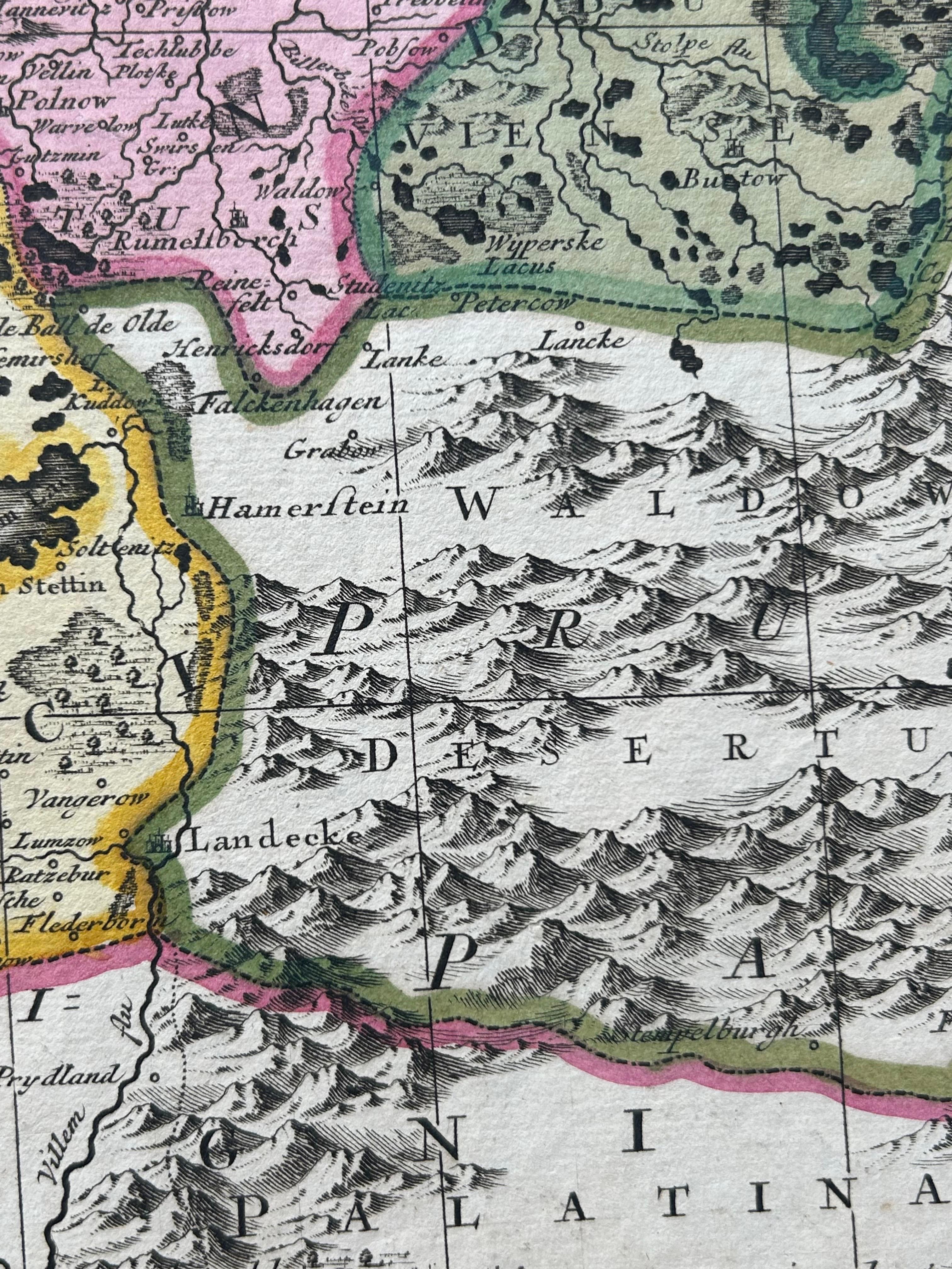 Map of the Duchy of Pomerania – Antique Engraving by P. Schenk Jr., c. 1750 For Sale 1