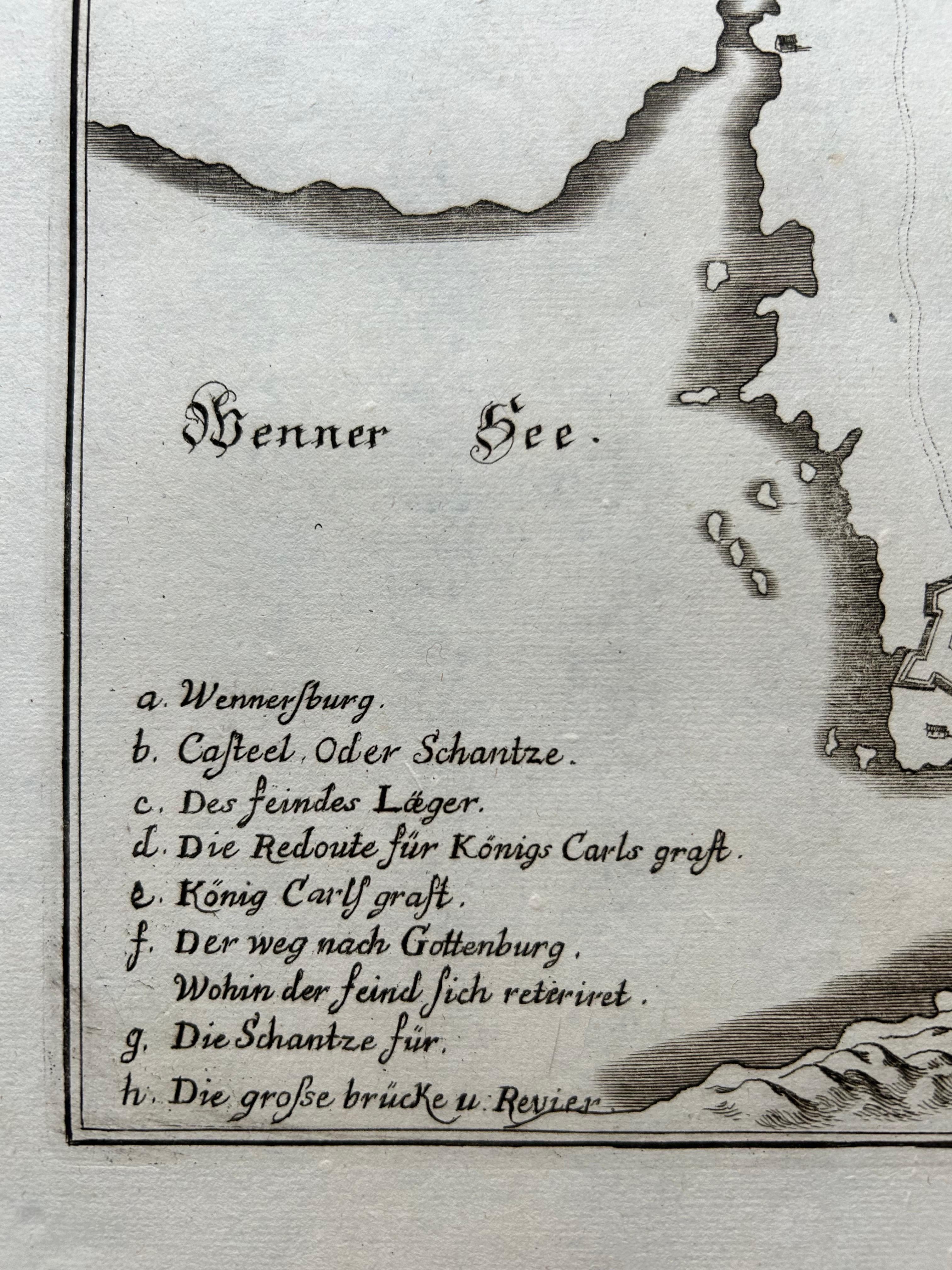 Plan of Vänersborg, Sweden – Antique Map by Merian, c.1680 Theatrum Europaeum In Good Condition For Sale In Langweer, NL