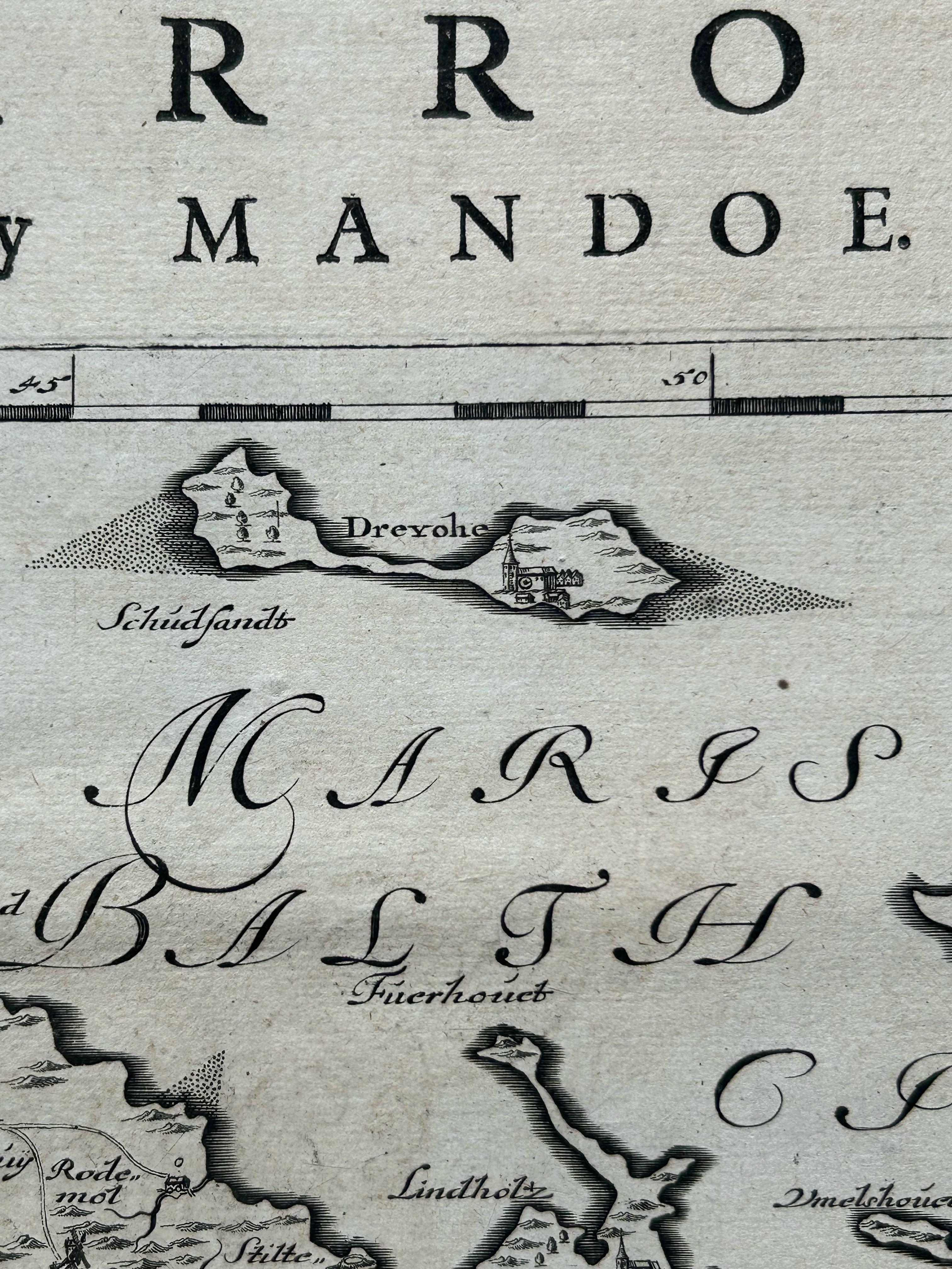 Dutch Antique Map of Ærø, Denmark – 'Aroe Insulae' from Blaeu’s Spanish Atlas, c.1665 For Sale
