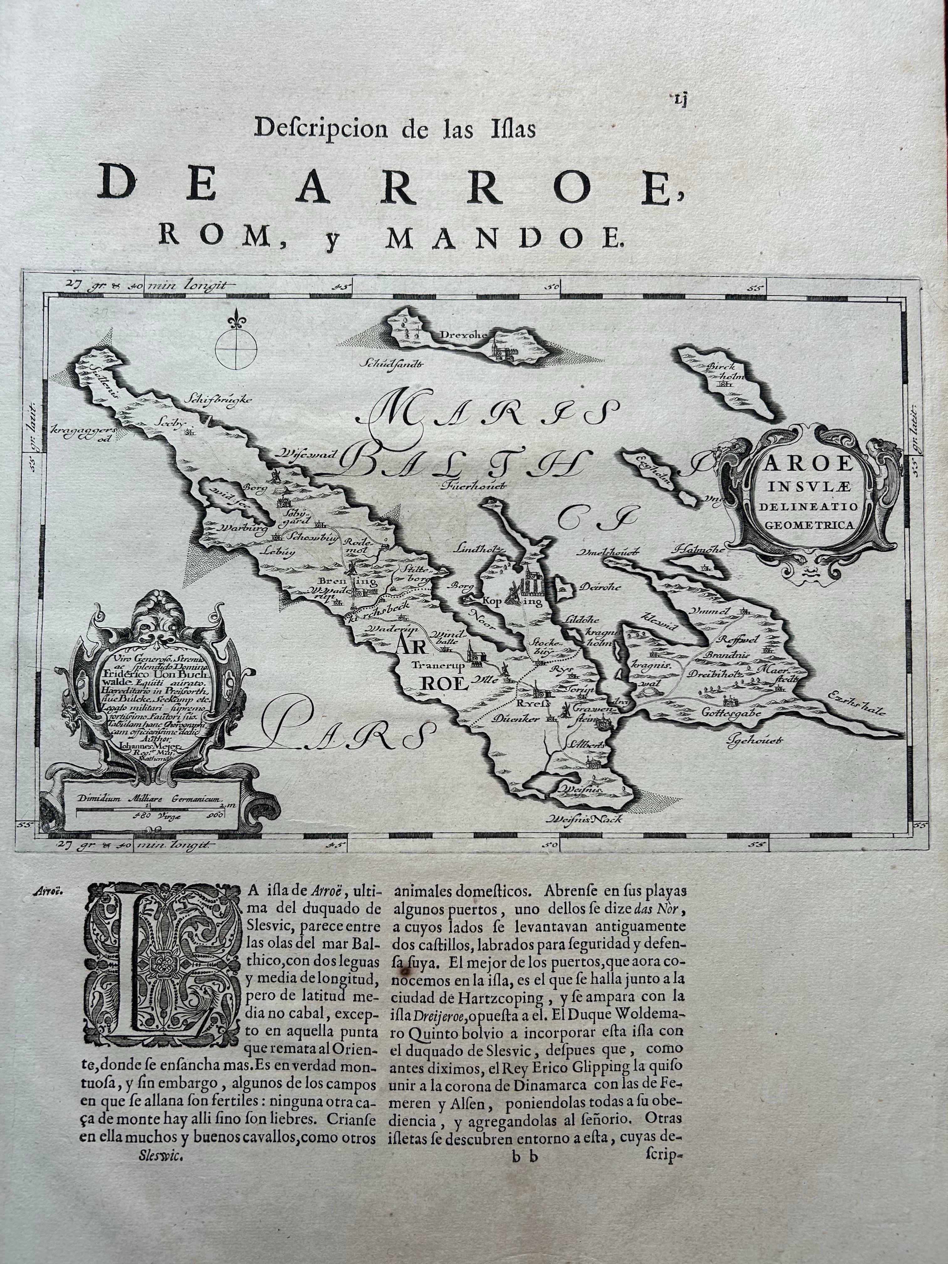 Antique Map of Ærø, Denmark – 'Aroe Insulae' from Blaeu’s Spanish Atlas, c.1665 For Sale 1