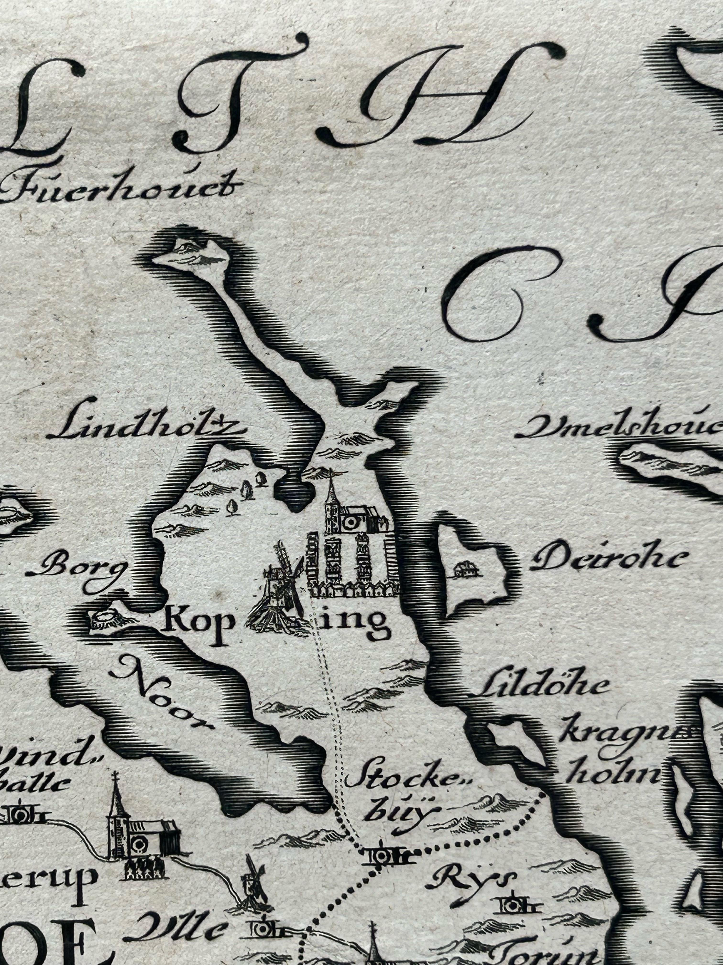 Engraved Antique Map of Ærø, Denmark – 'Aroe Insulae' from Blaeu’s Spanish Atlas, c.1665 For Sale