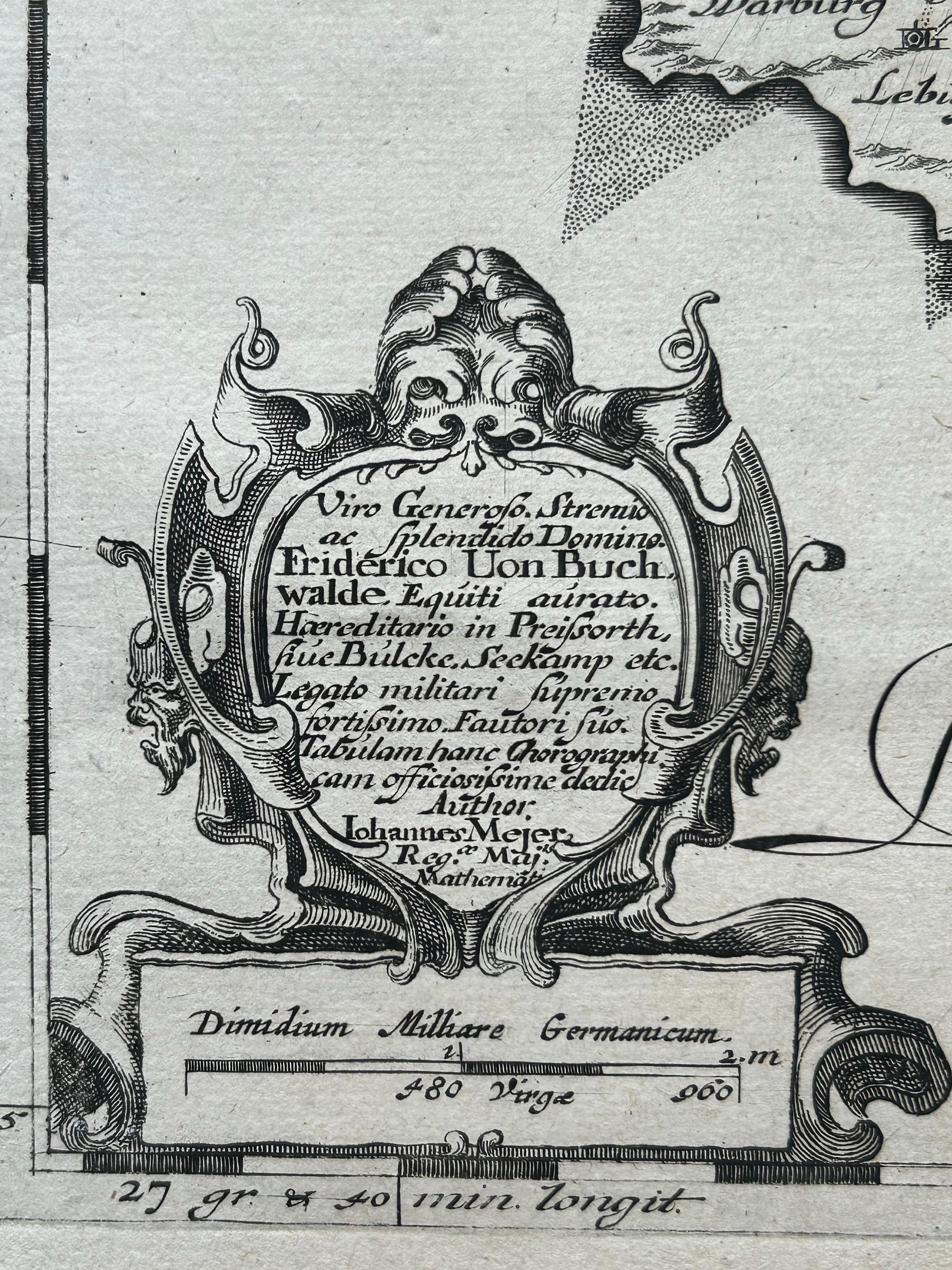 Antique Map of Ærø, Denmark – 'Aroe Insulae' from Blaeu’s Spanish Atlas, c.1665 In Good Condition For Sale In Langweer, NL