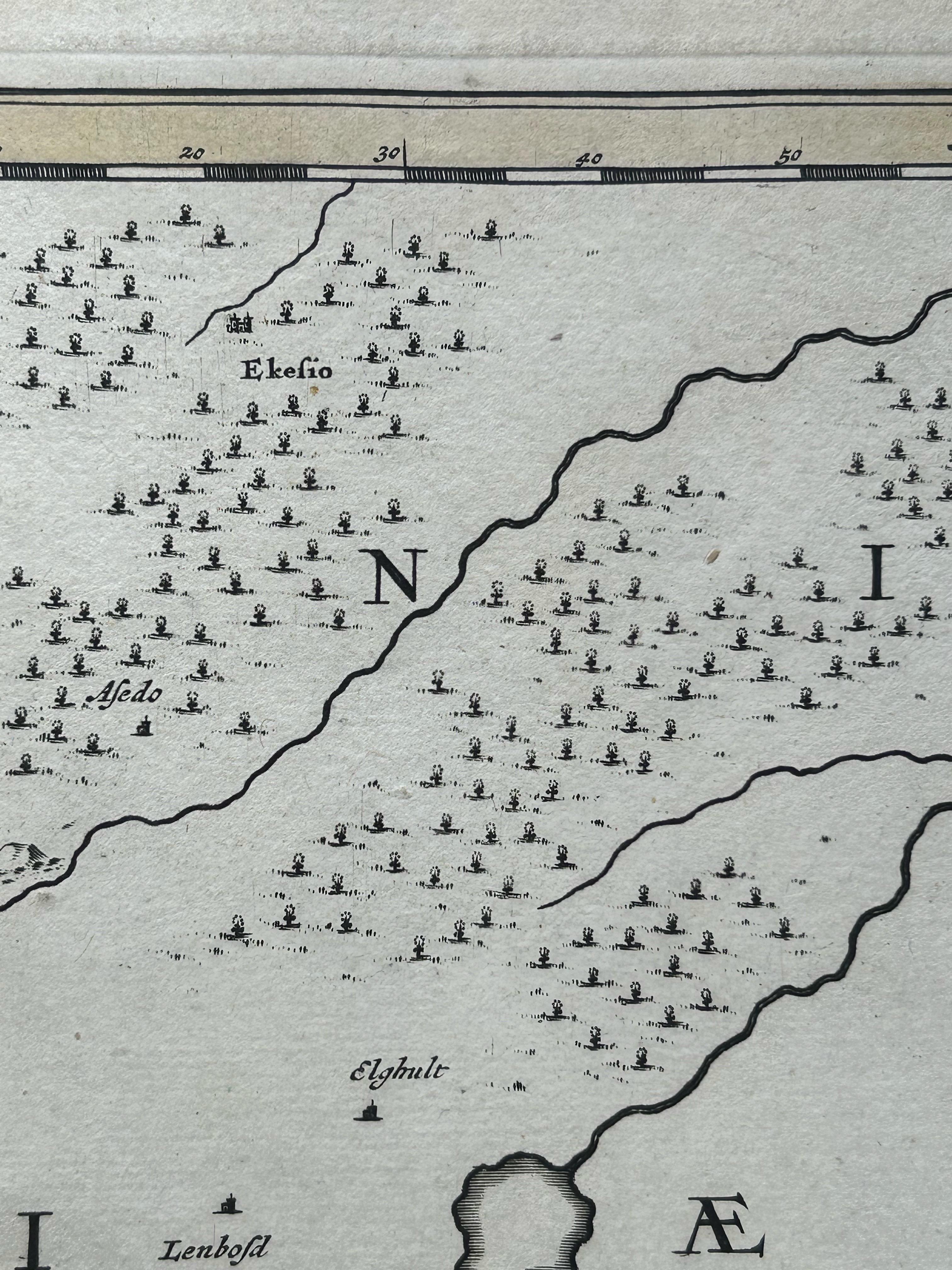 Paper South Sweden Map with Inset of Halmstad – Antique Map by Frederik de Wit, c.1680 For Sale