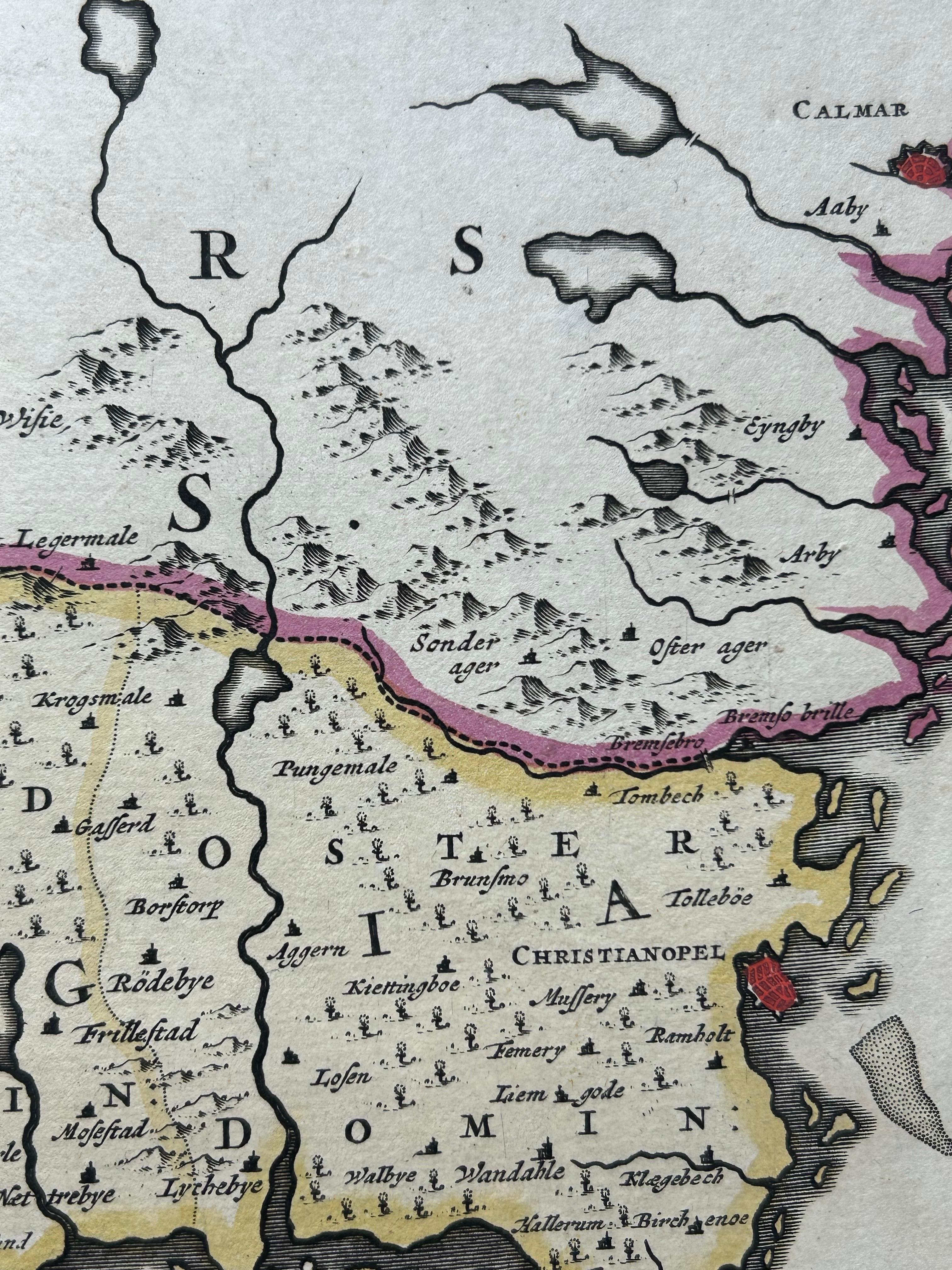 South Sweden Map with Inset of Halmstad – Antique Map by Frederik de Wit, c.1680 For Sale 2