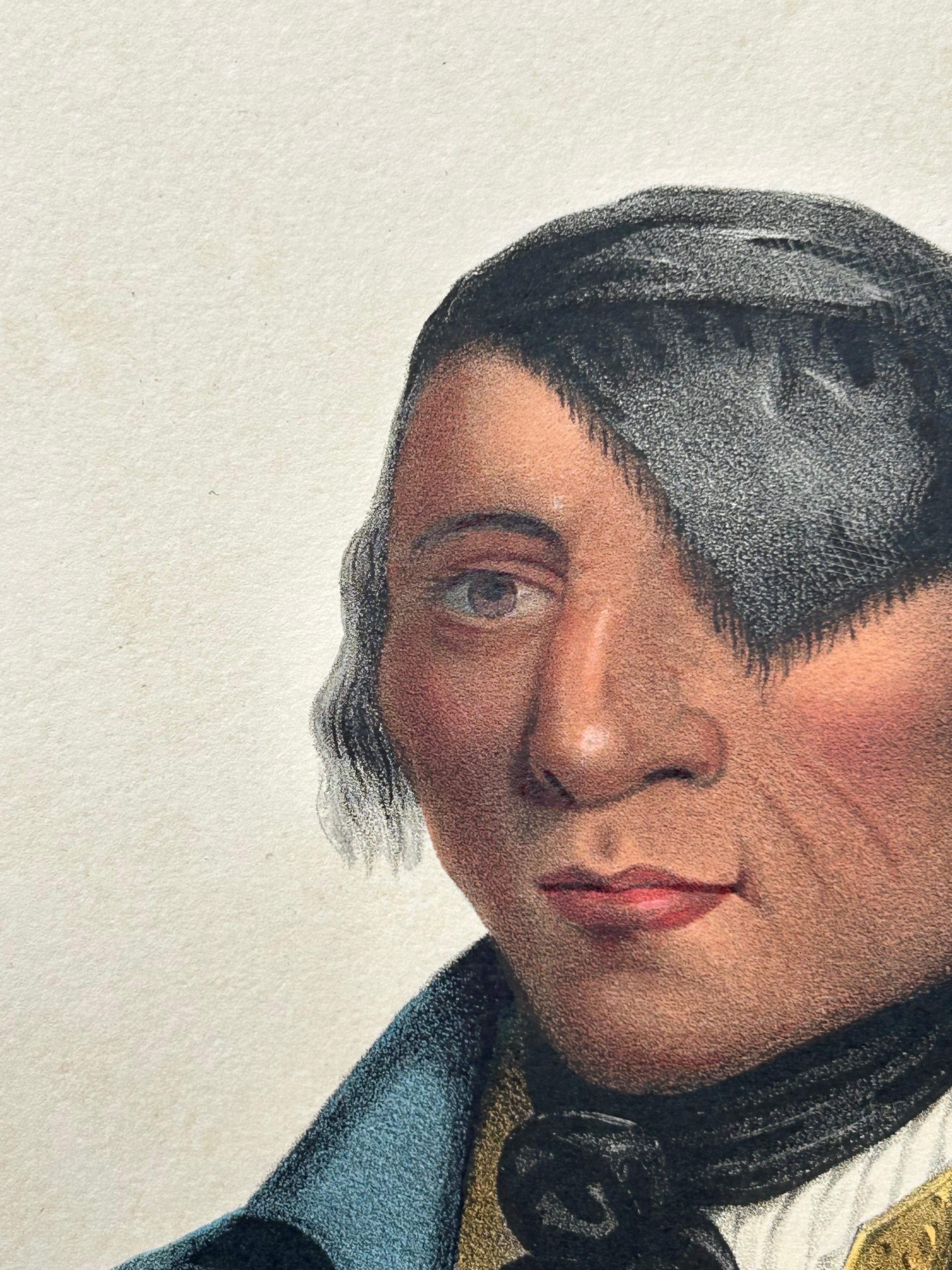 Grande gravure ancienne de Waa-Pa-Shaw, un chef Sioux, vers 1838 en vente 1