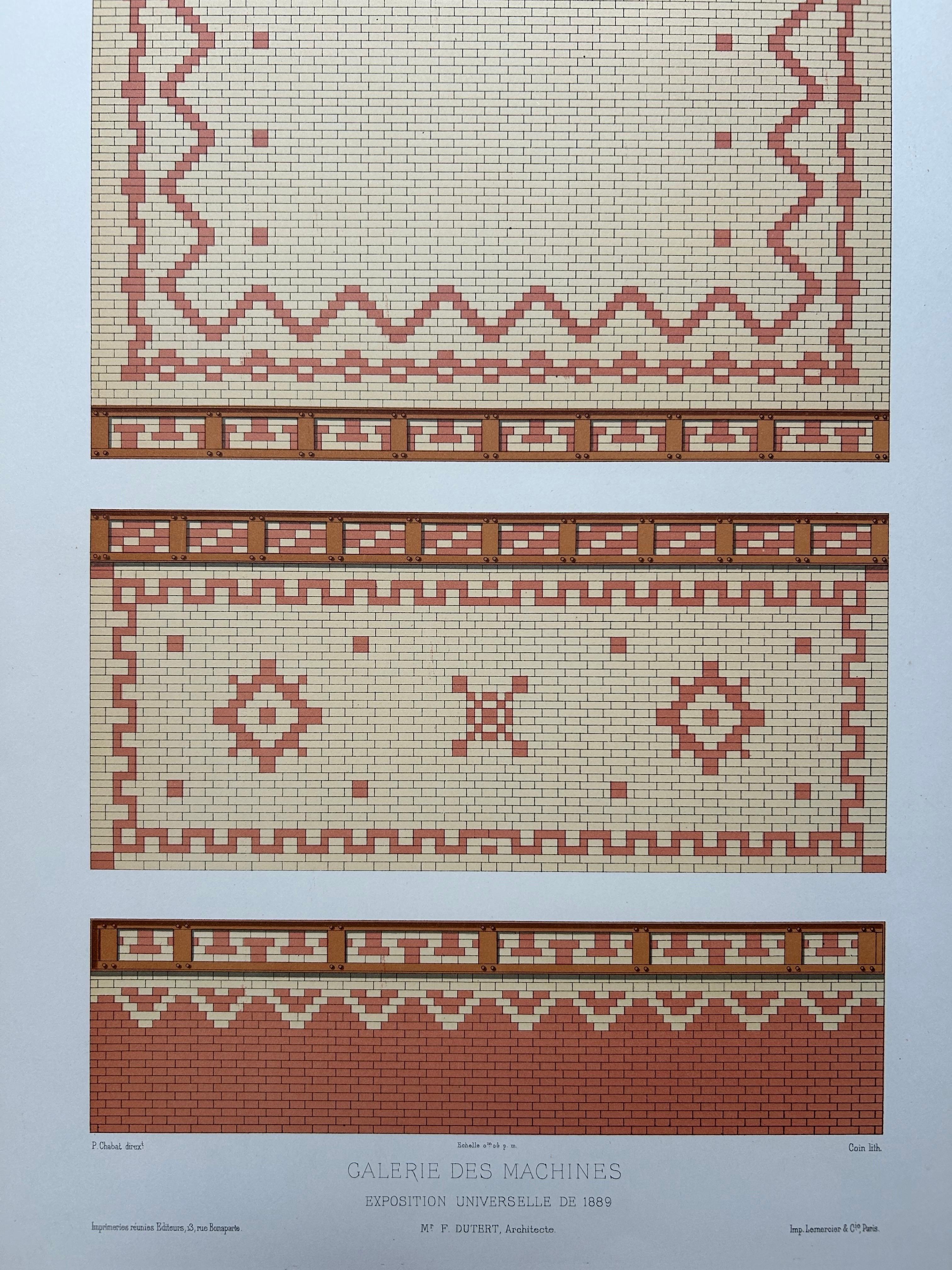 French 1889 Decorative Brickwork Patterns – Gallerie des Machines, Chabat c.1900 For Sale
