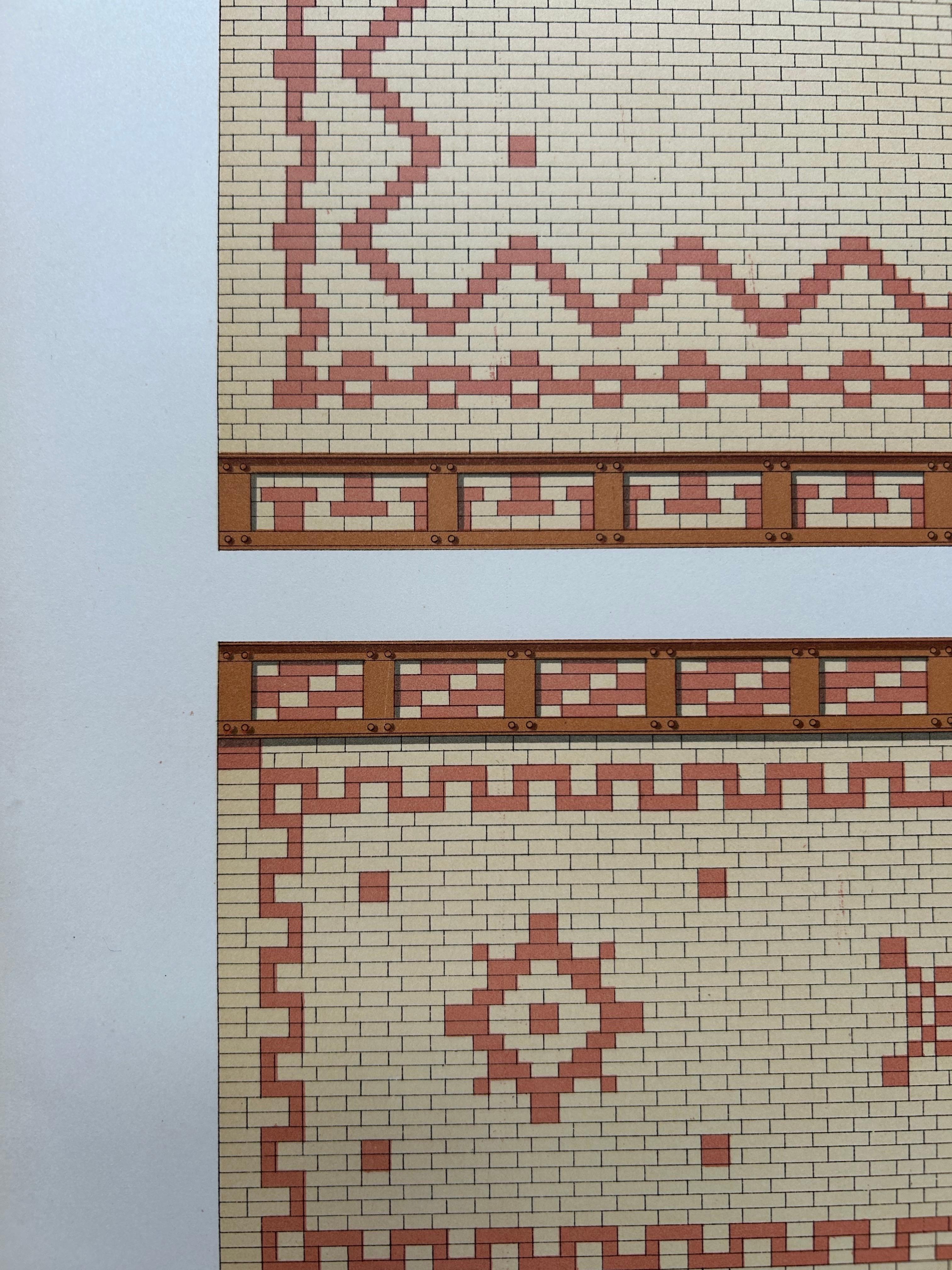 1889 Decorative Brickwork Patterns – Gallerie des Machines, Chabat c.1900 In Good Condition For Sale In Langweer, NL