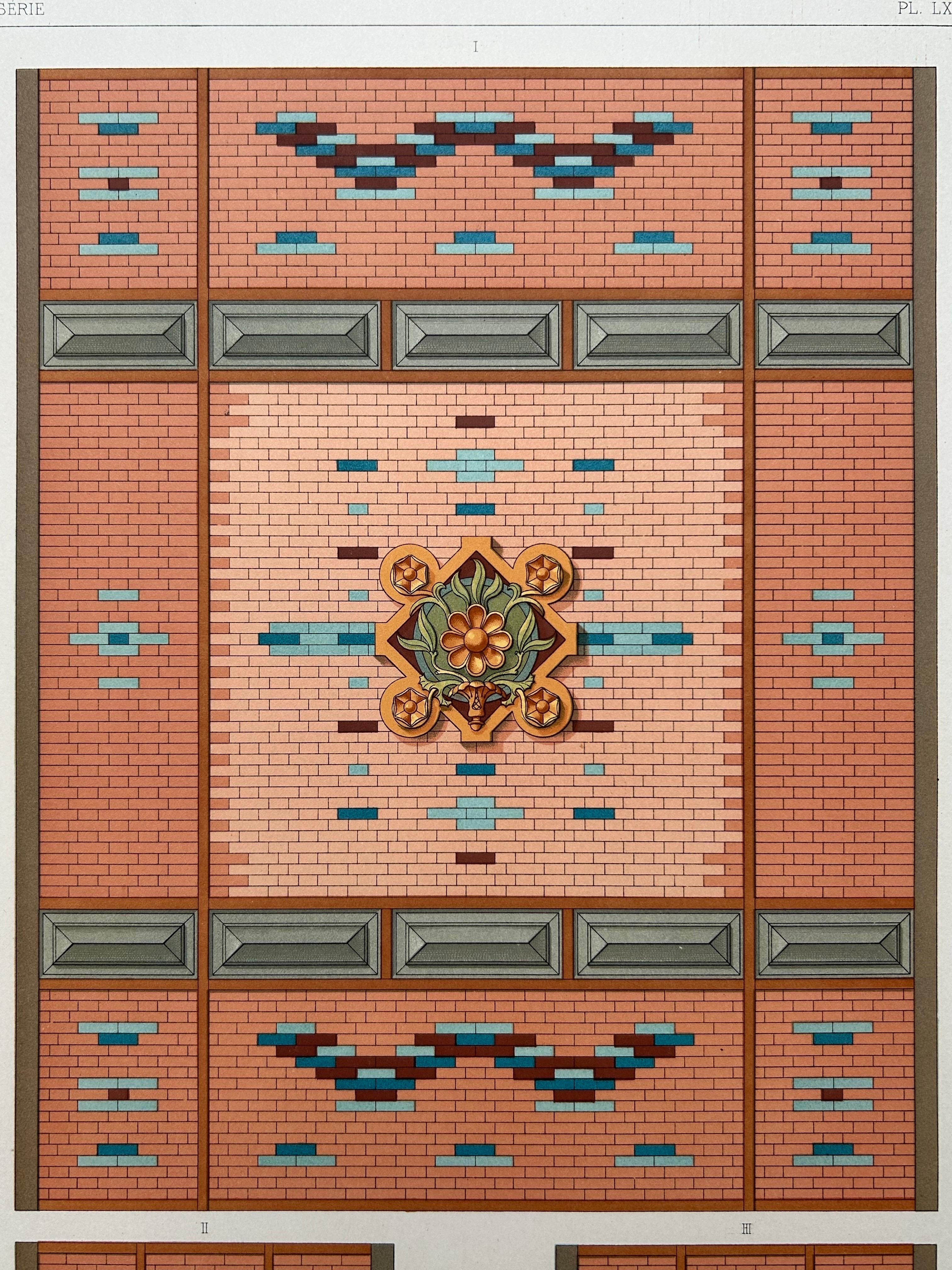 Dome Brickwork Design from Paris Expo – Architectural Print by Chabat, c.1900

This antique architectural print showcases the intricate decorative brickwork for the Dôme Central of the Exposition Universelle de 1889 in Paris, based on the