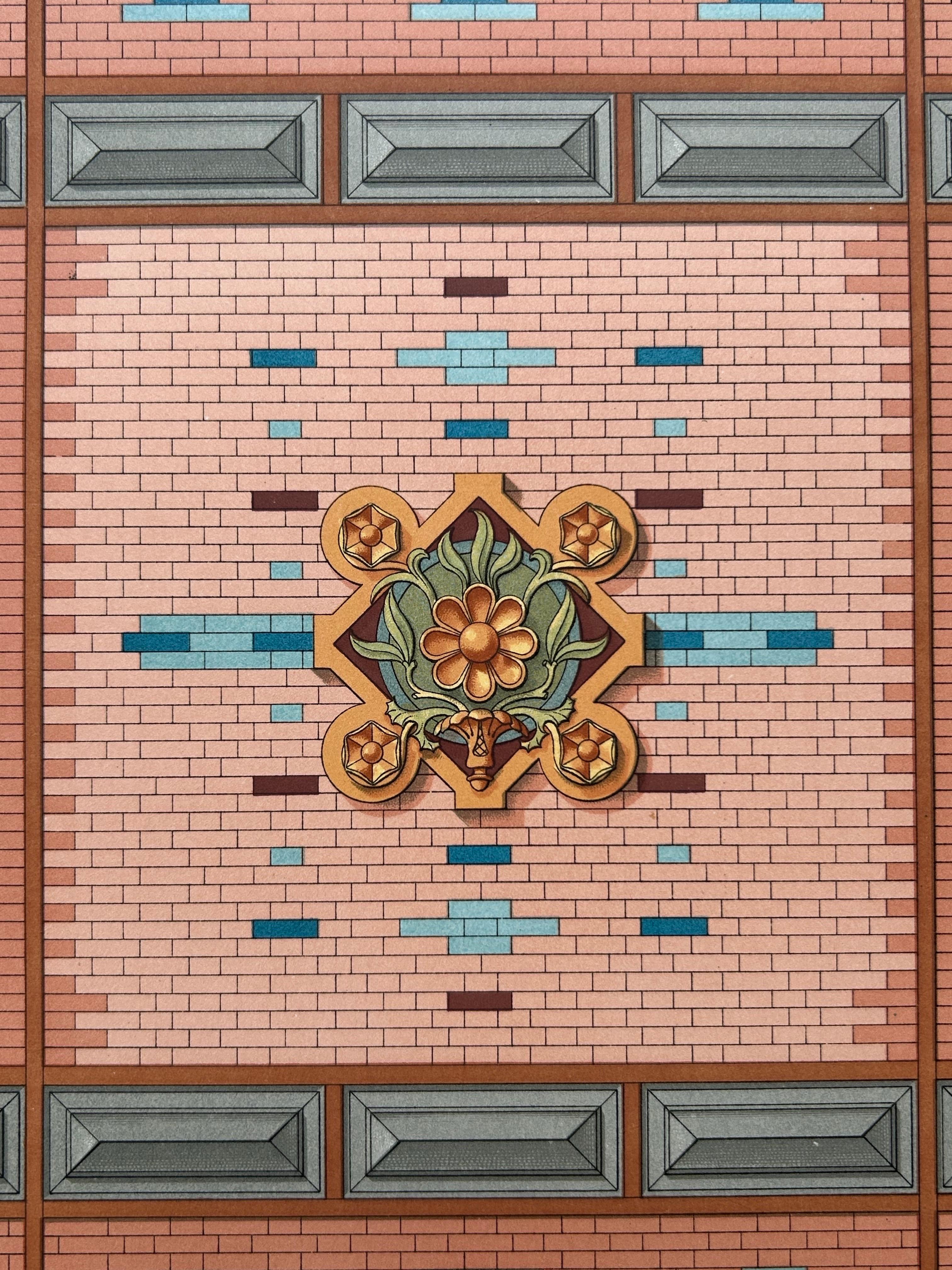 French Dome Brickwork Design from Paris Expo – Architectural Print by Chabat, c.1900 For Sale