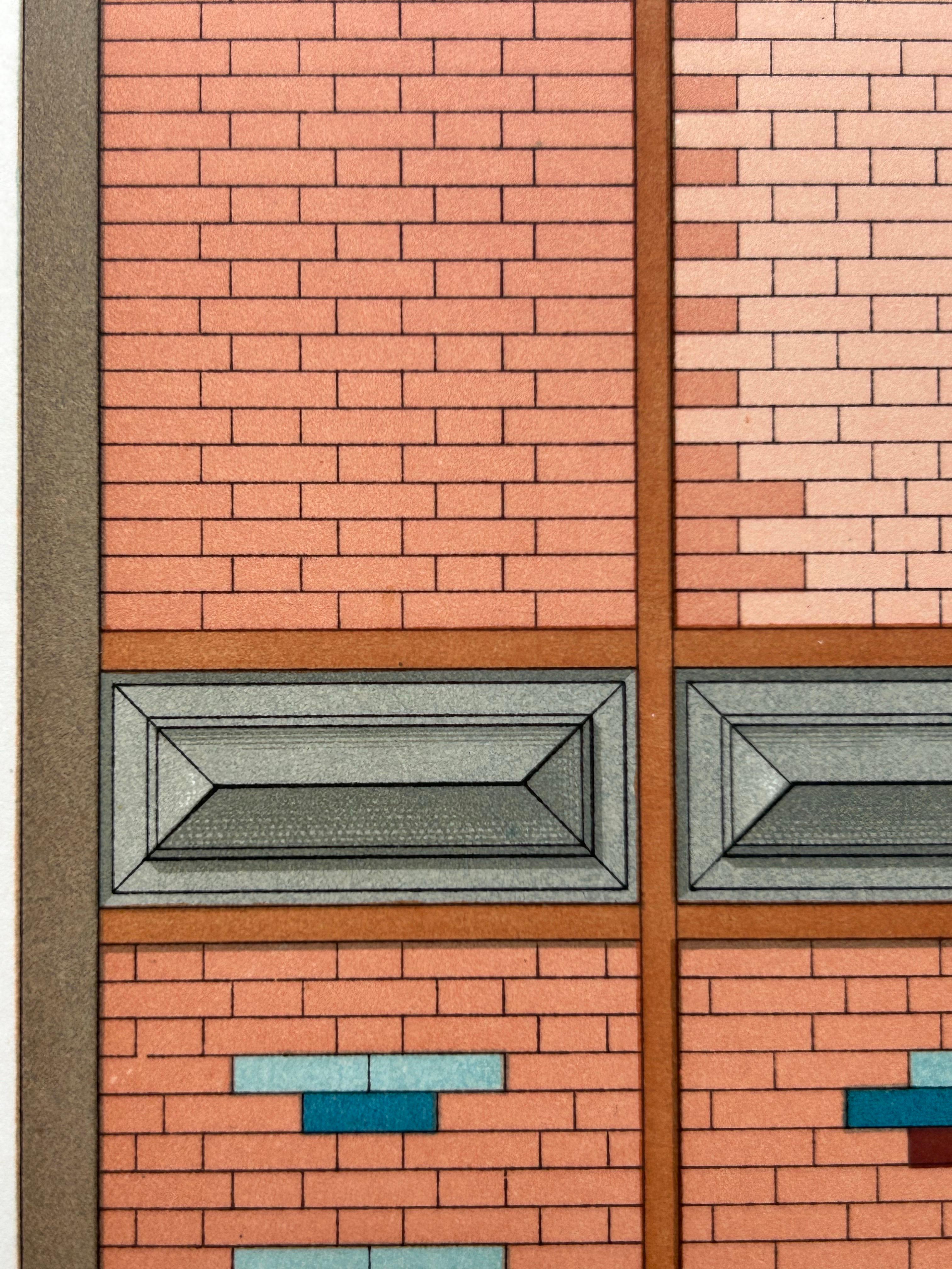 20th Century Dome Brickwork Design from Paris Expo – Architectural Print by Chabat, c.1900 For Sale