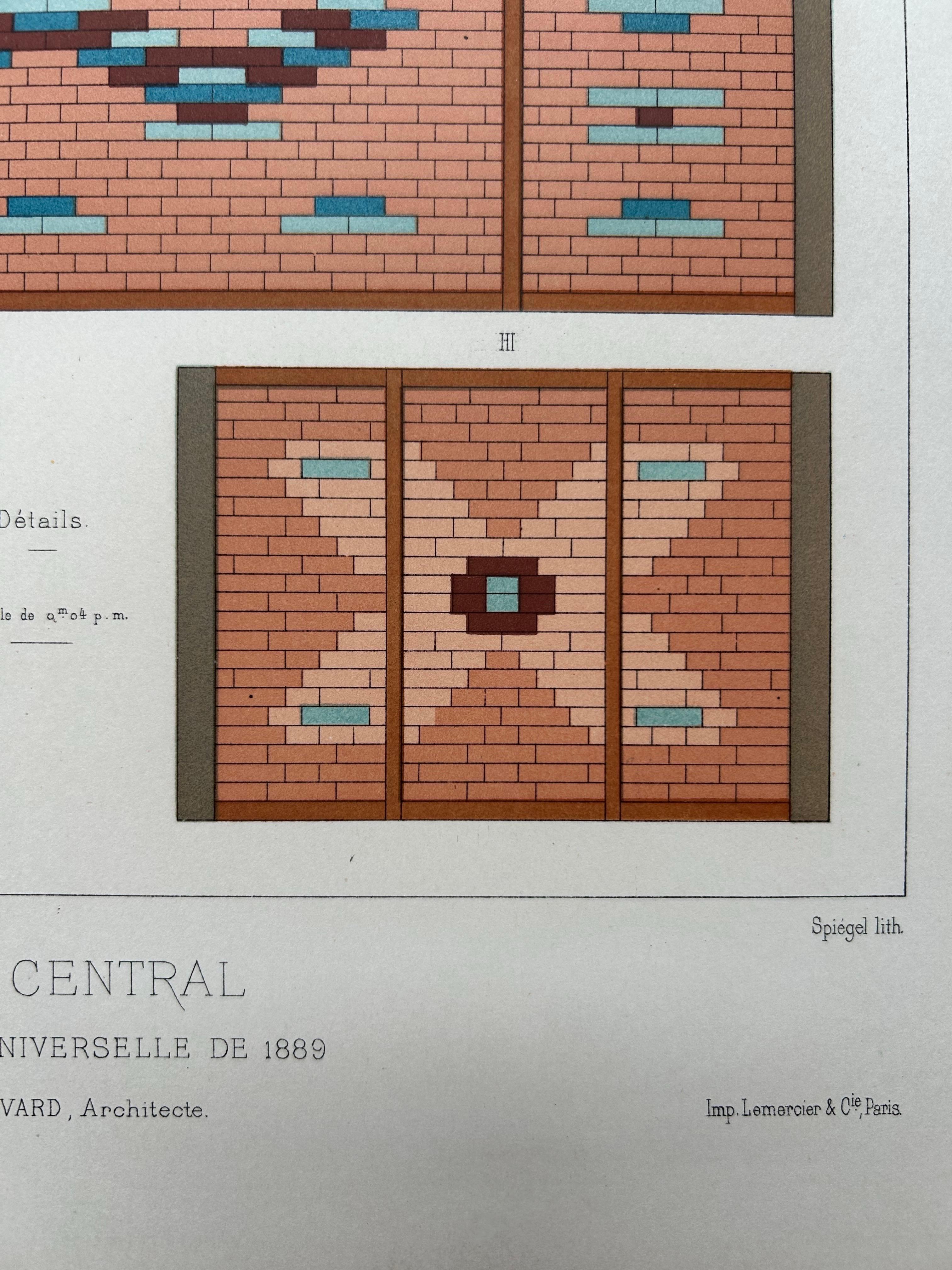 Dome Brickwork Design from Paris Expo – Architectural Print by Chabat, c.1900 For Sale 2