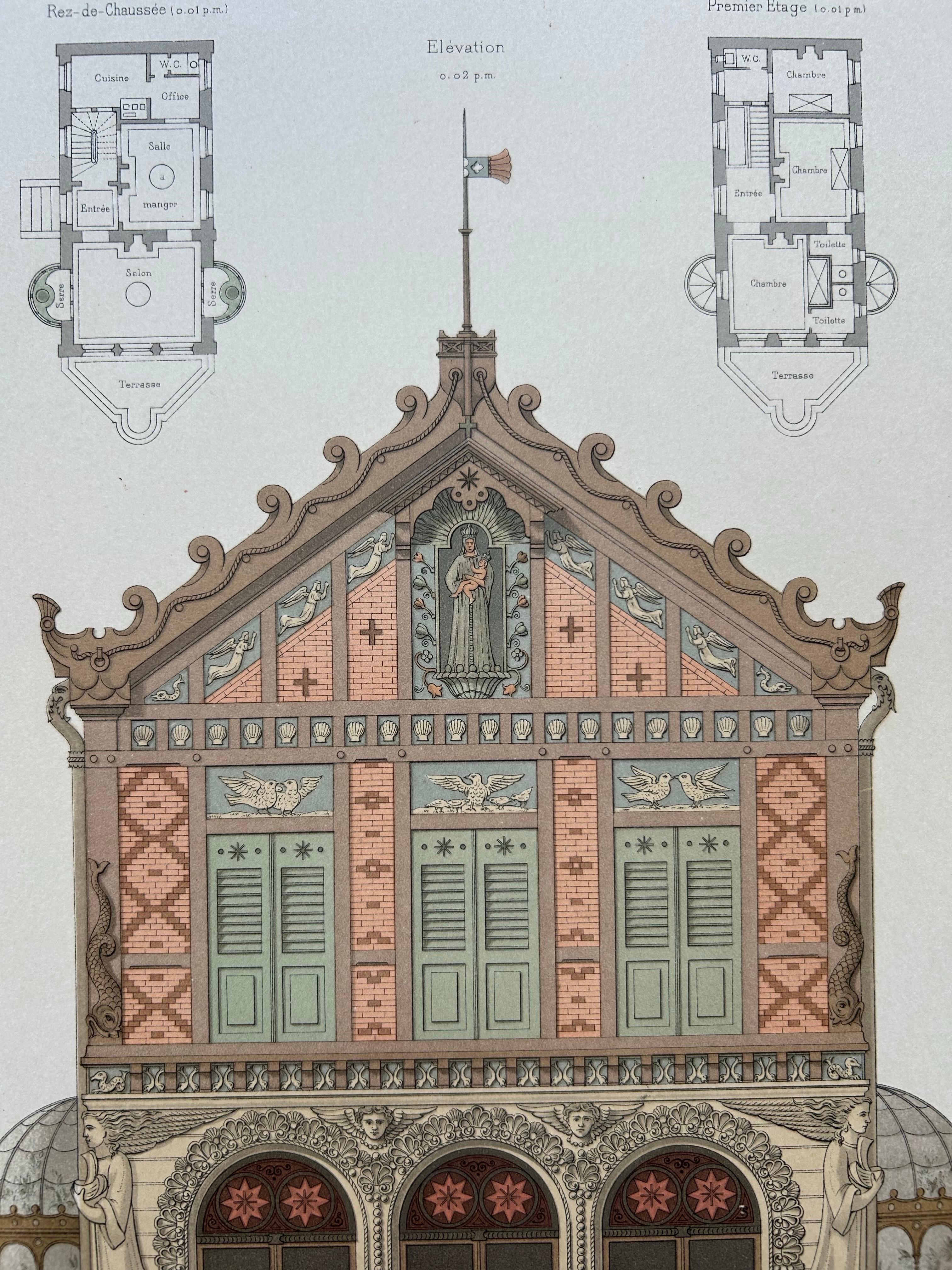 Pl. LXXVII Maison au Bord de la Mer, Chabat, C.1900 Francés en venta