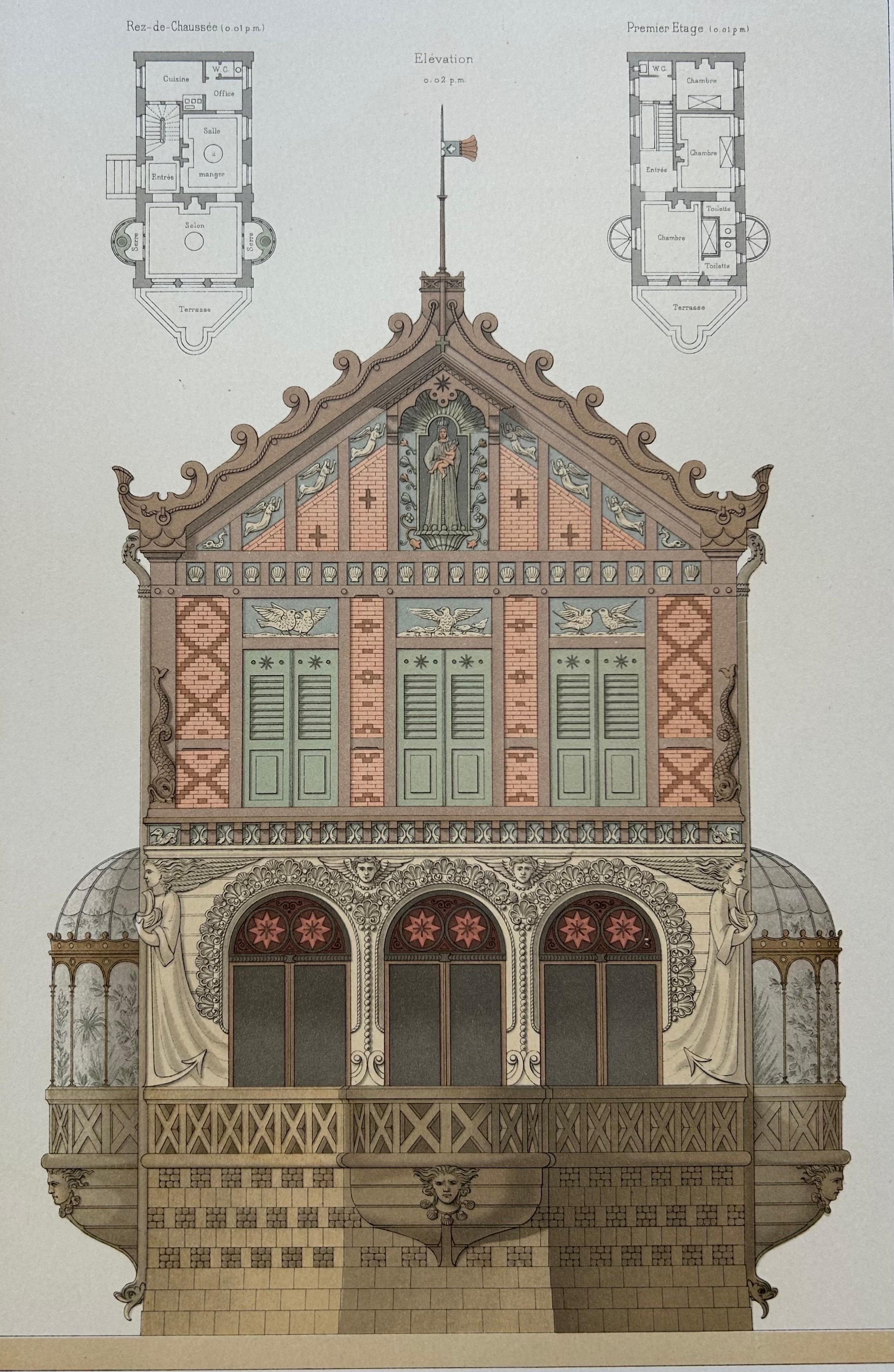 Pl. LXXVII Maison au Bord de la Mer, Chabat, C.1900 en Bueno estado para la venta en Langweer, NL