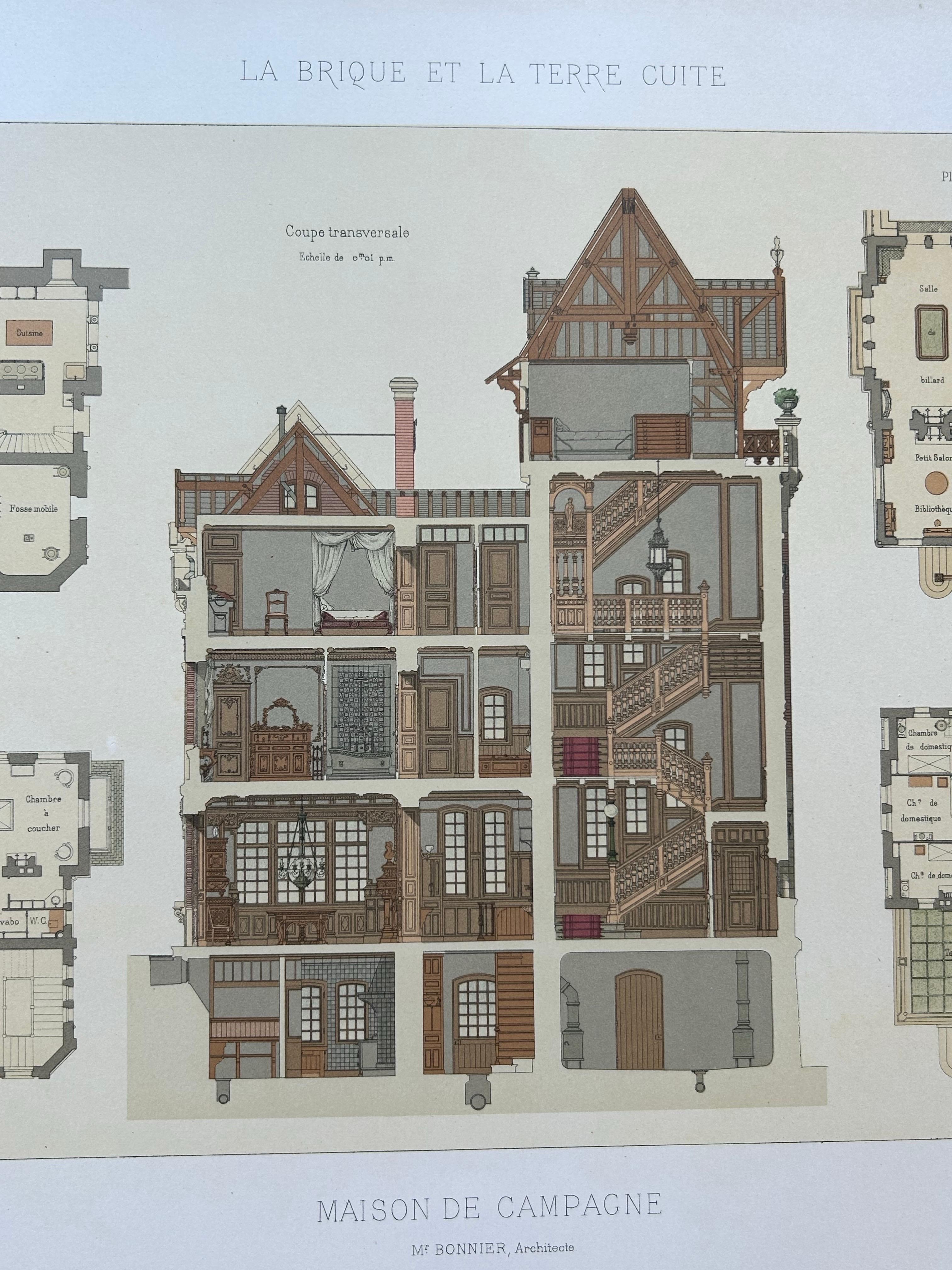 Pl. XLVII Maison de Campagne, Chabat, um 1900 im Zustand „Gut“ im Angebot in Langweer, NL