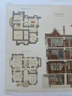Antique French Print Maison de Campagne by Bonnier Architecte, Chabat c.1900