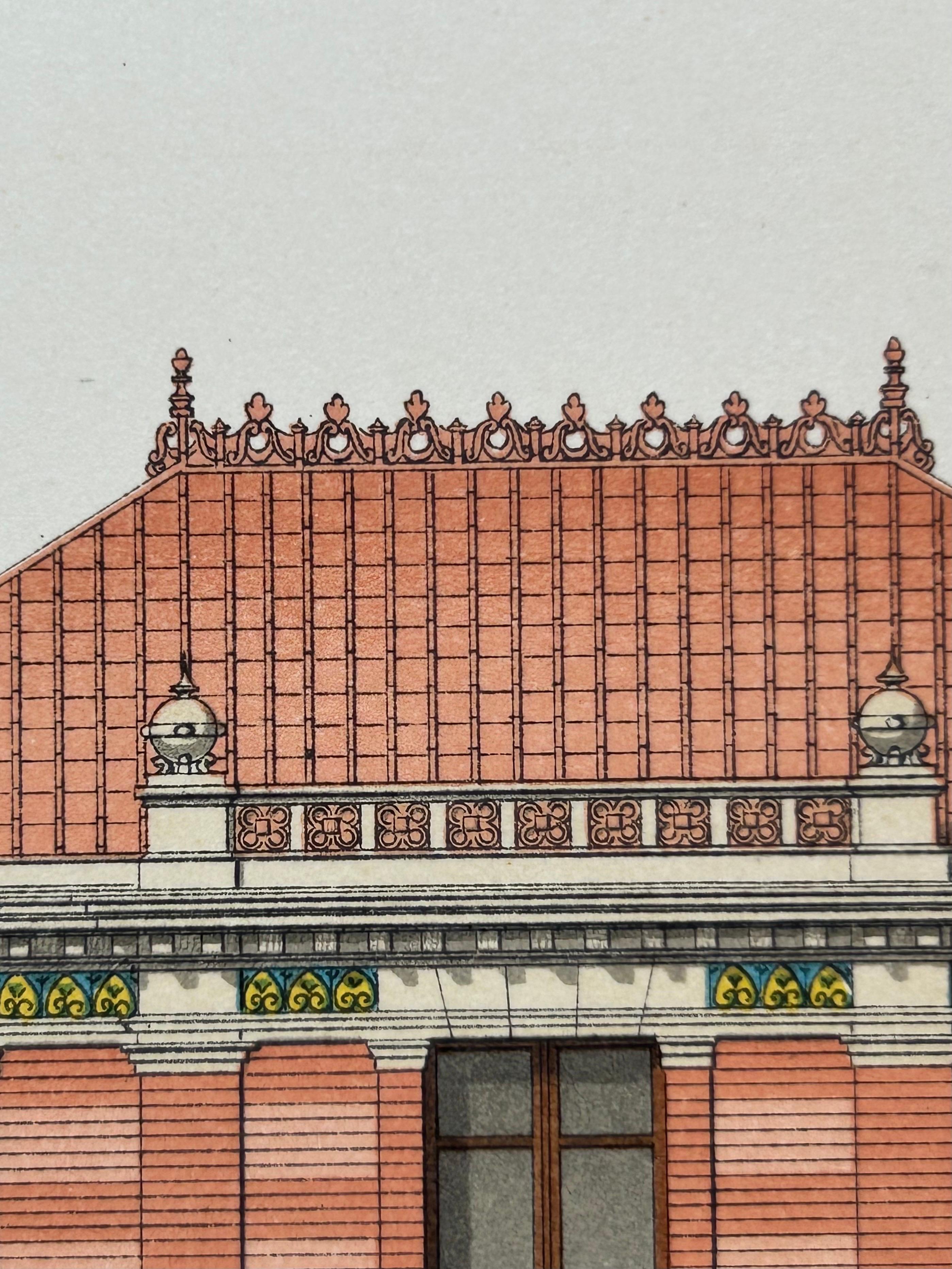 Paper La Brique Architectural Print – Parisian Stables on Avenue Raphaël, c.1900 For Sale