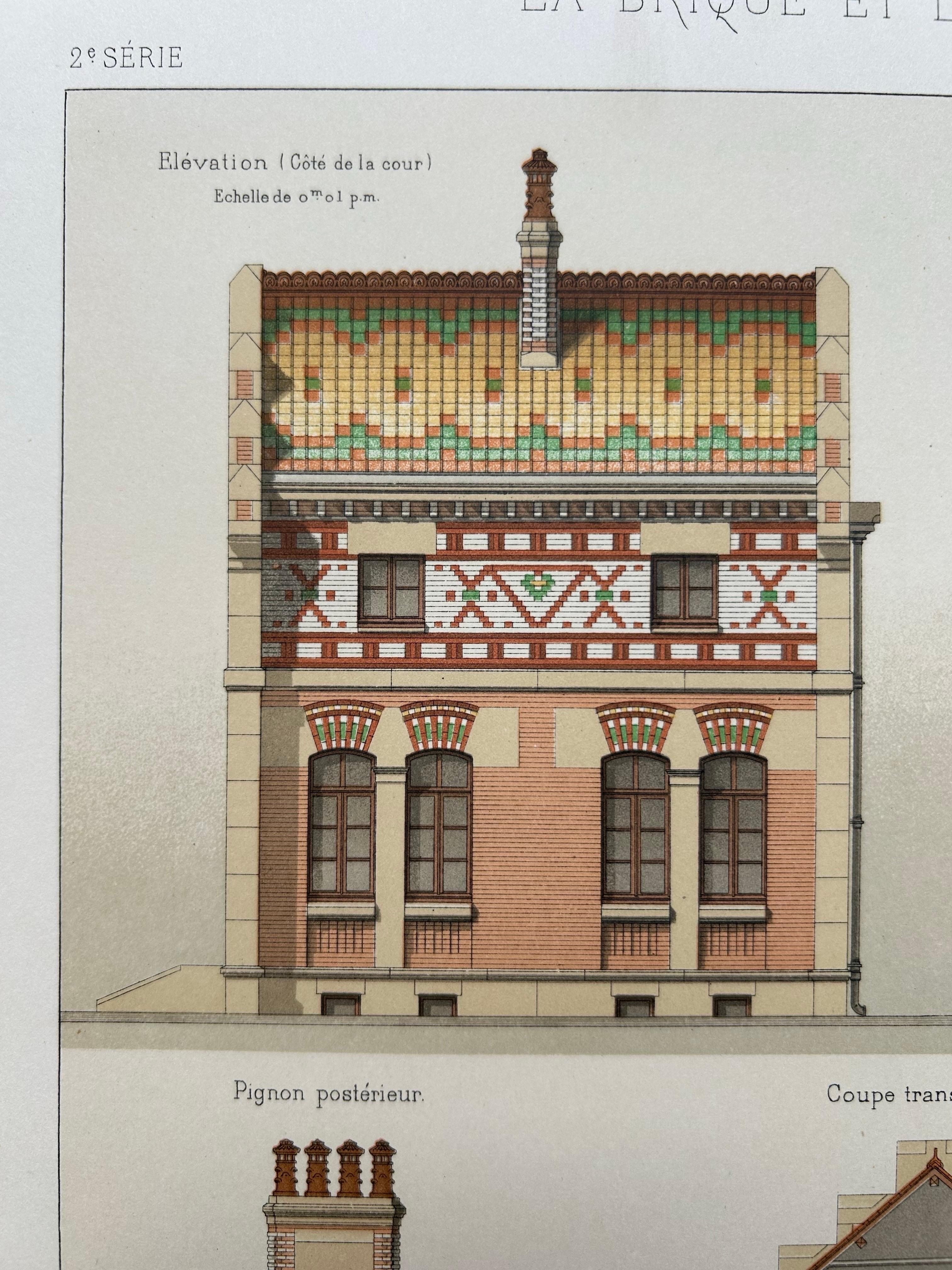 Stampa francese del Pavillon du Concierge, Chabat, 1900 ca. In condizioni buone in vendita a Langweer, NL