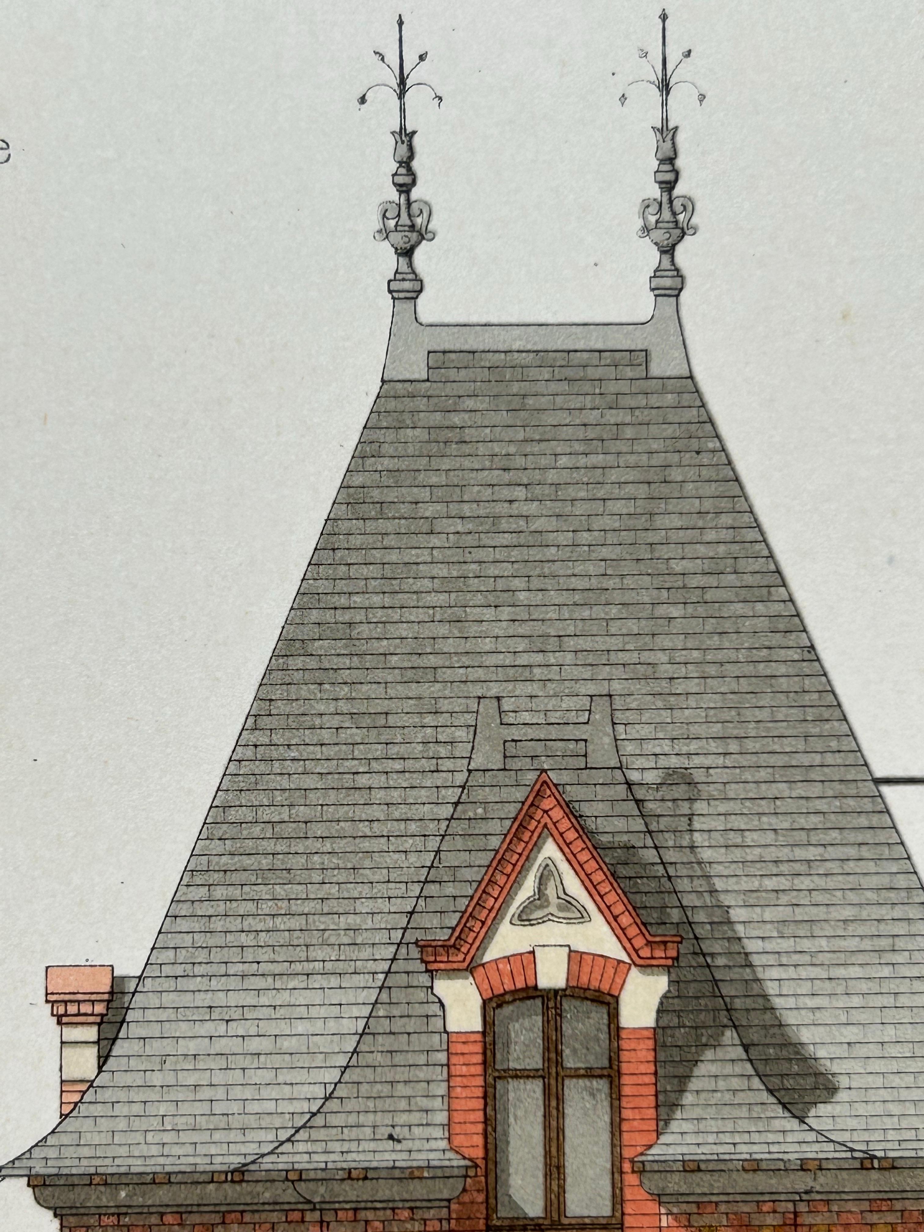 La Brique Architectural Print – Bureau & Gatehouse by Edouard Lewicki, c.1900 For Sale 1