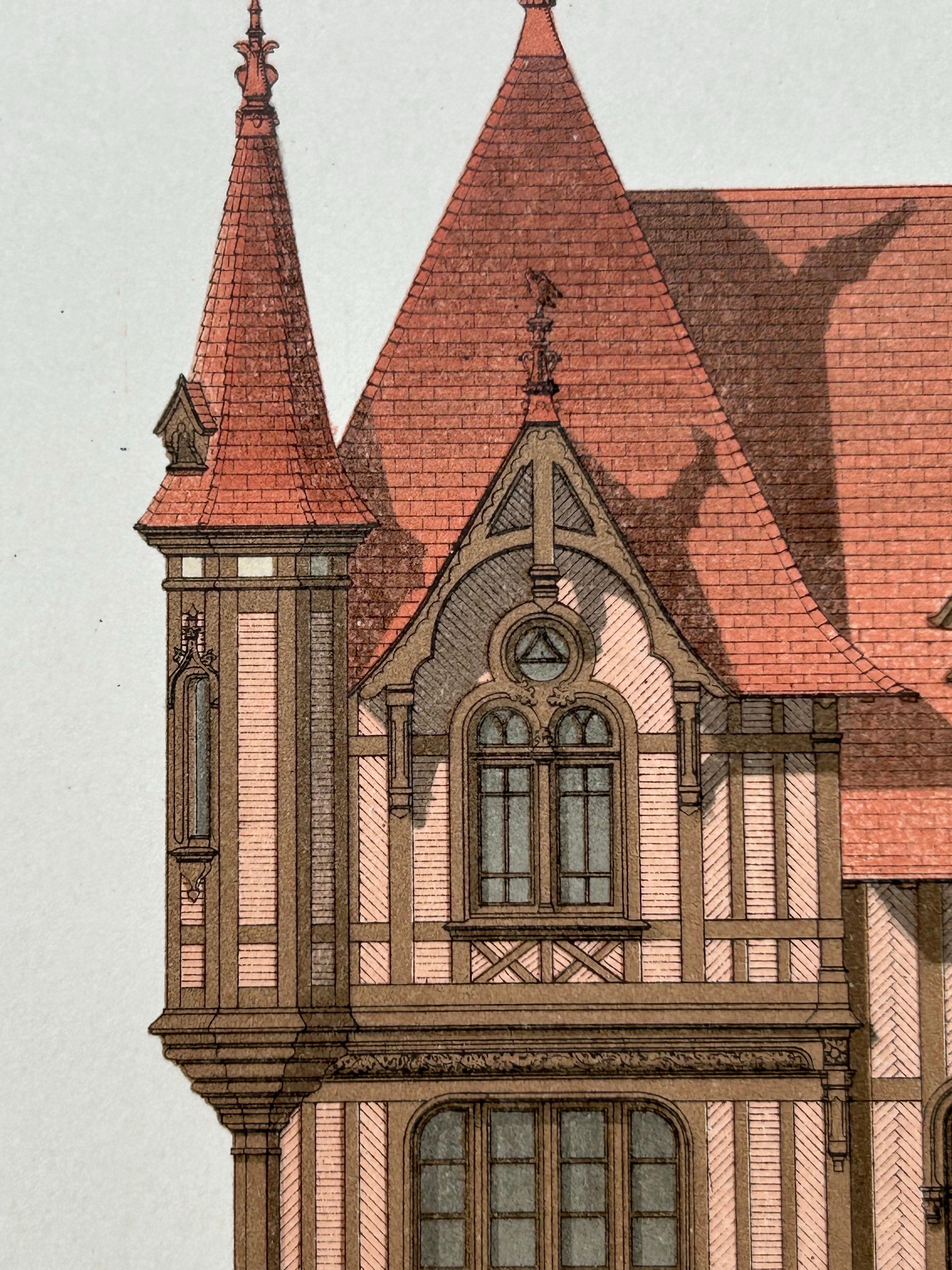 La Brique Architectural Print – Bureau & Gatehouse by Edouard Lewicki, c.1900 For Sale 2