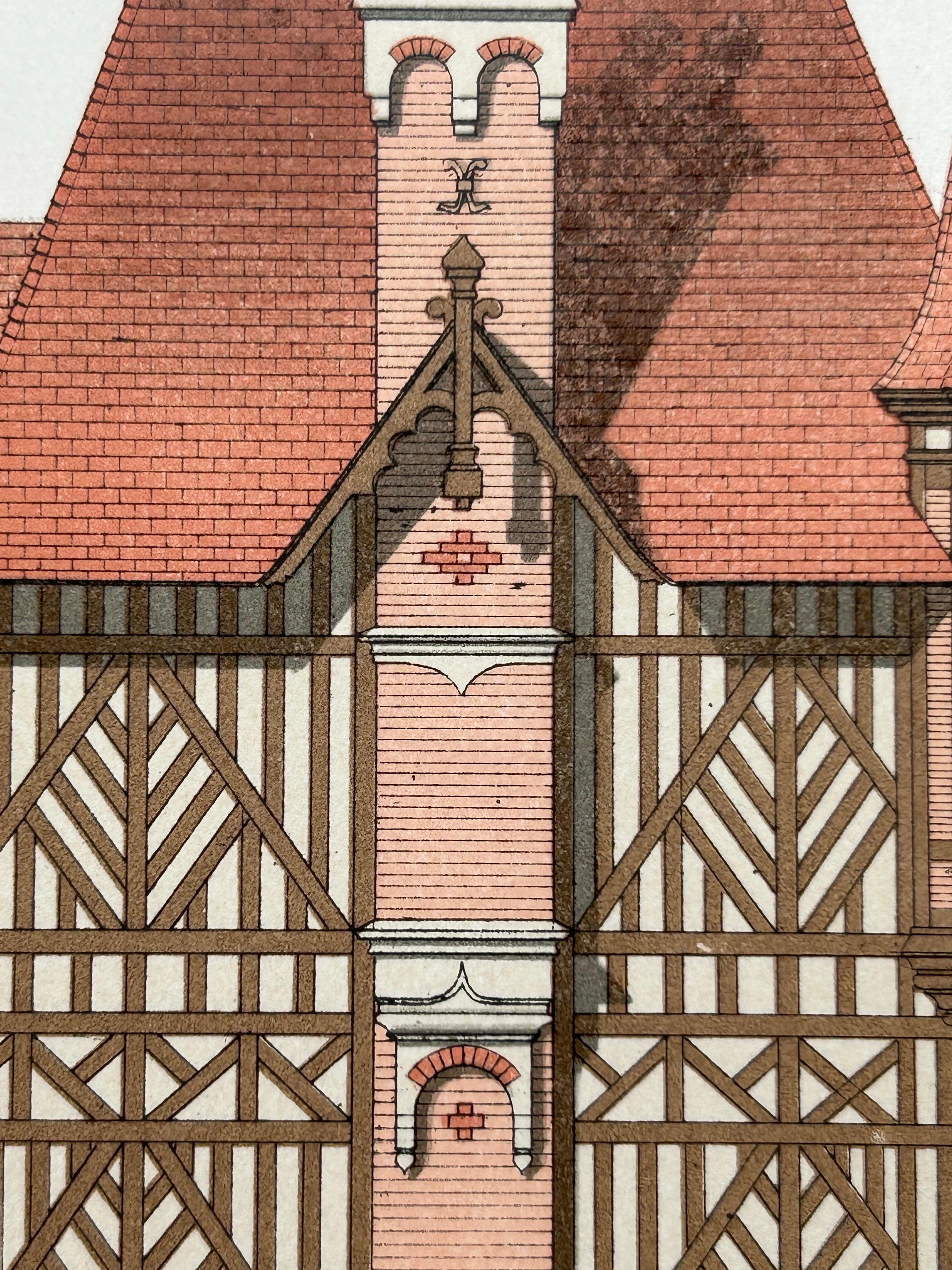 La Brique Architectural Print – Bureau & Gatehouse by Edouard Lewicki, c.1900 For Sale 3
