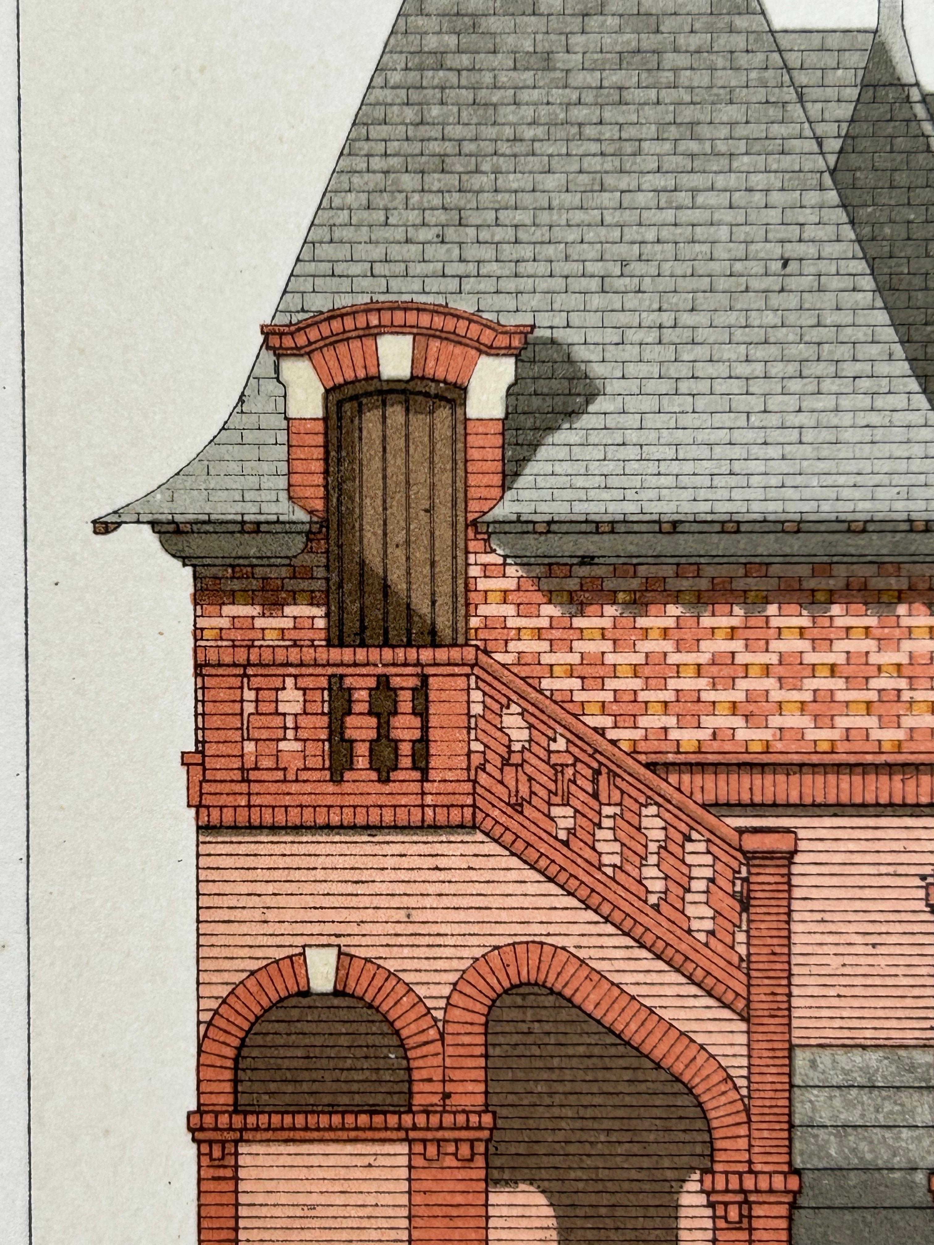 La Brique Architectural Print – Bureau & Gatehouse by Edouard Lewicki, c.1900 For Sale 4